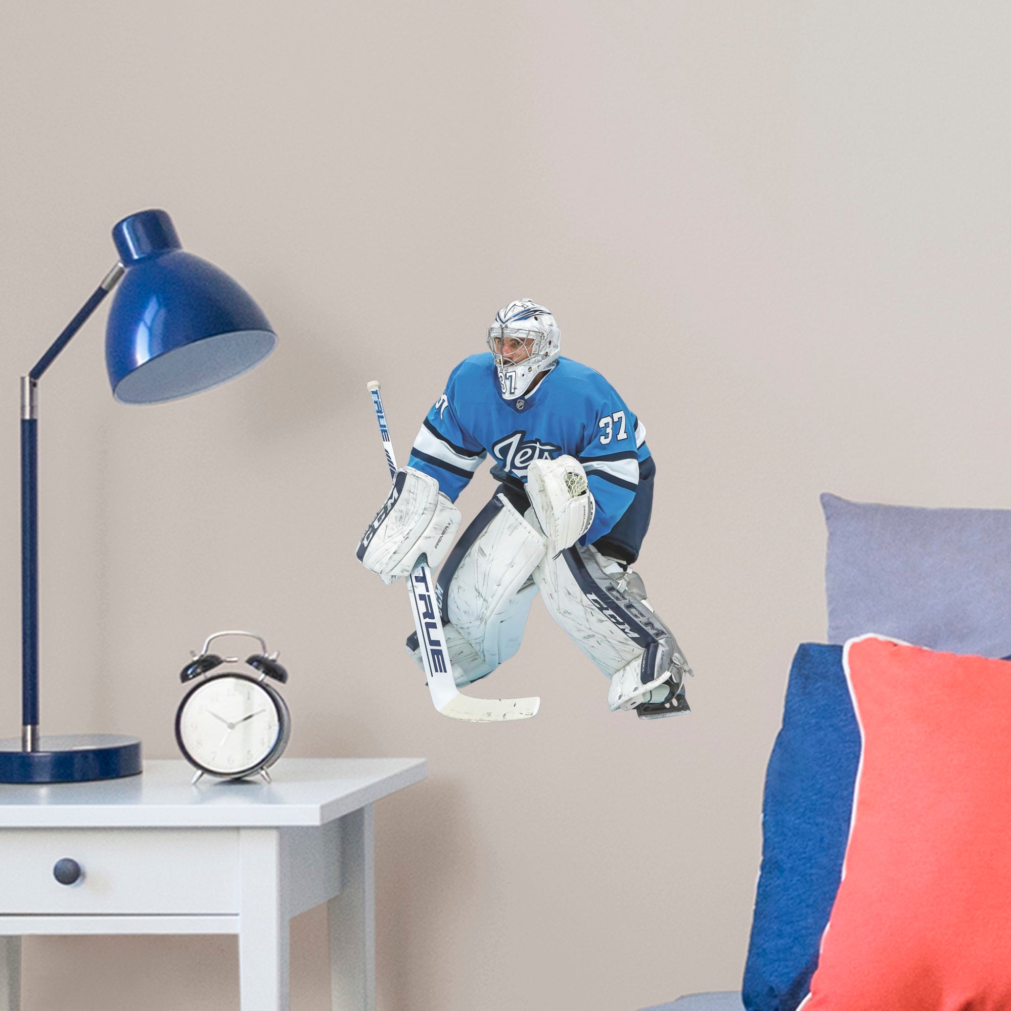 Connor Hellebuyck for Winnipeg Jets: Alternate Sweater - Officially Licensed NHL Removable Wall Decal Large by Fathead | Vinyl