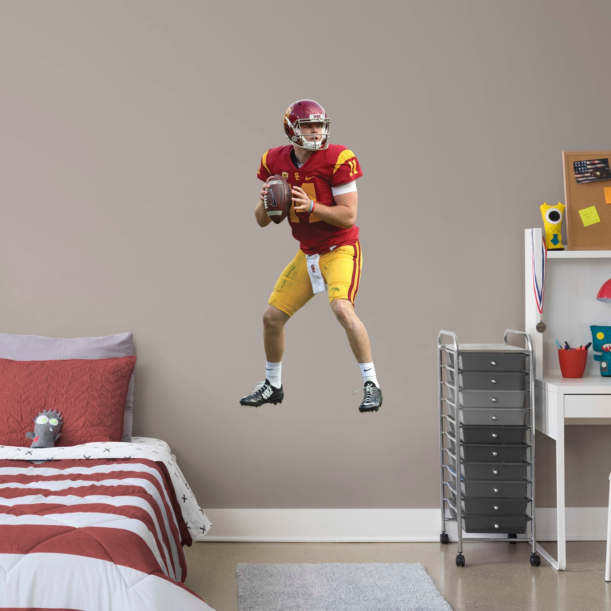 Sam Darnold for USC Trojans: USC - Officially Licensed Removable Wall Decal Giant Athlete + 2 Decals (24"W x 51"H) by Fathead |
