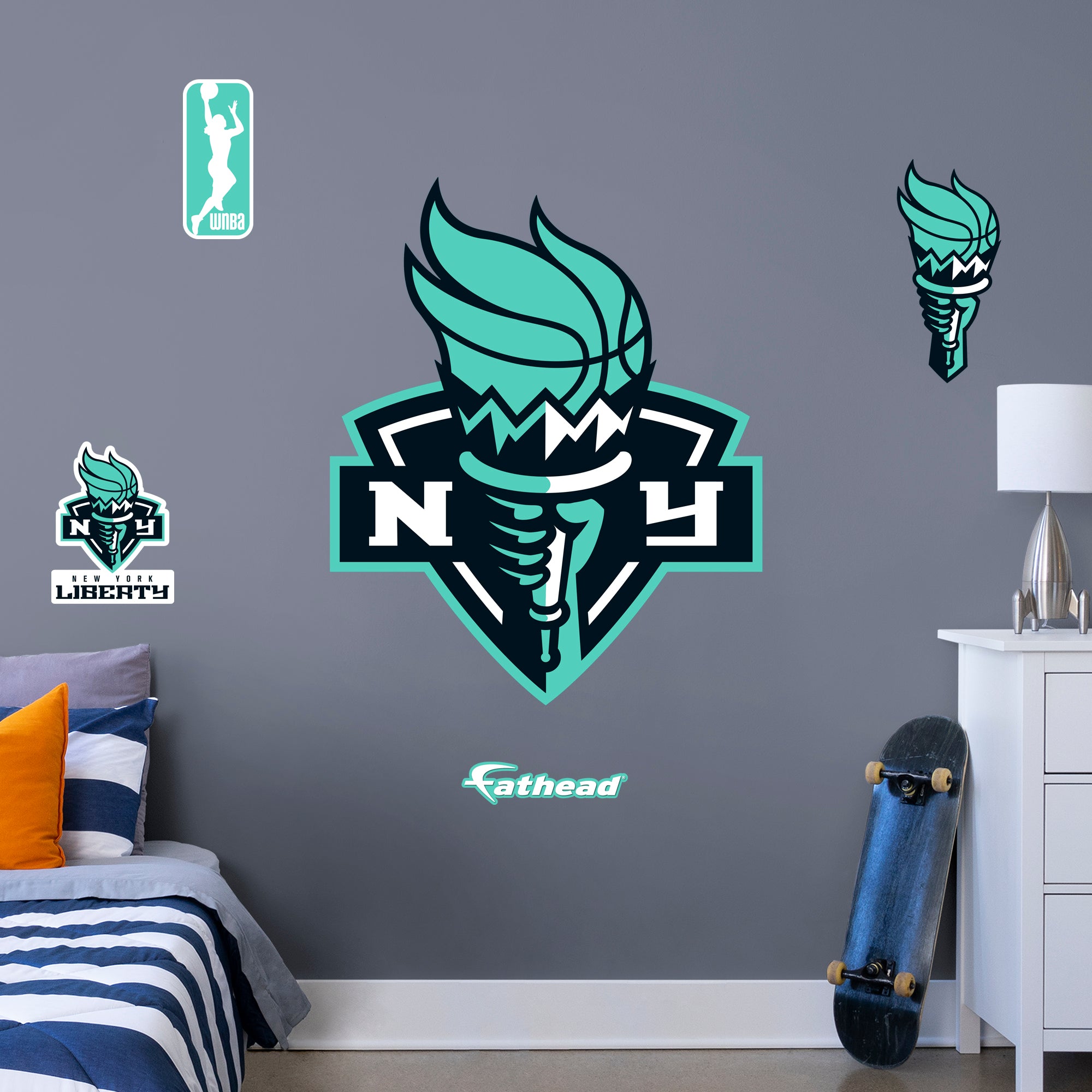 New York Liberty: Logo - Officially Licensed WNBA Removable Wall Decal Giant + 4 Decals by Fathead | Vinyl