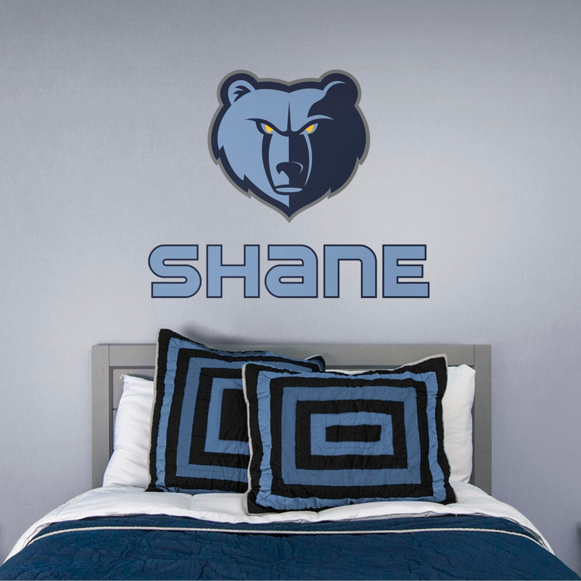 Memphis Grizzlies: Stacked Personalized Name - Officially Licensed NBA Transfer Decal in Light Blue (52"W x 39.5"H) by Fathead |