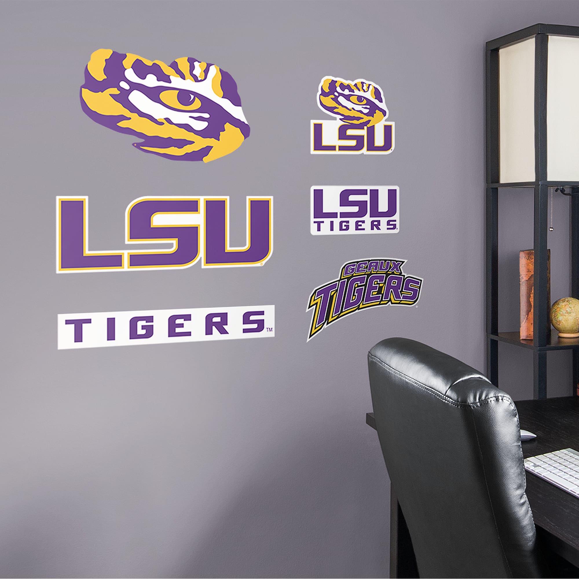 LSU Tigers: Logo Assortment - Officially Licensed Removable Wall Decals 39.0"W x 24.0"H by Fathead | Vinyl