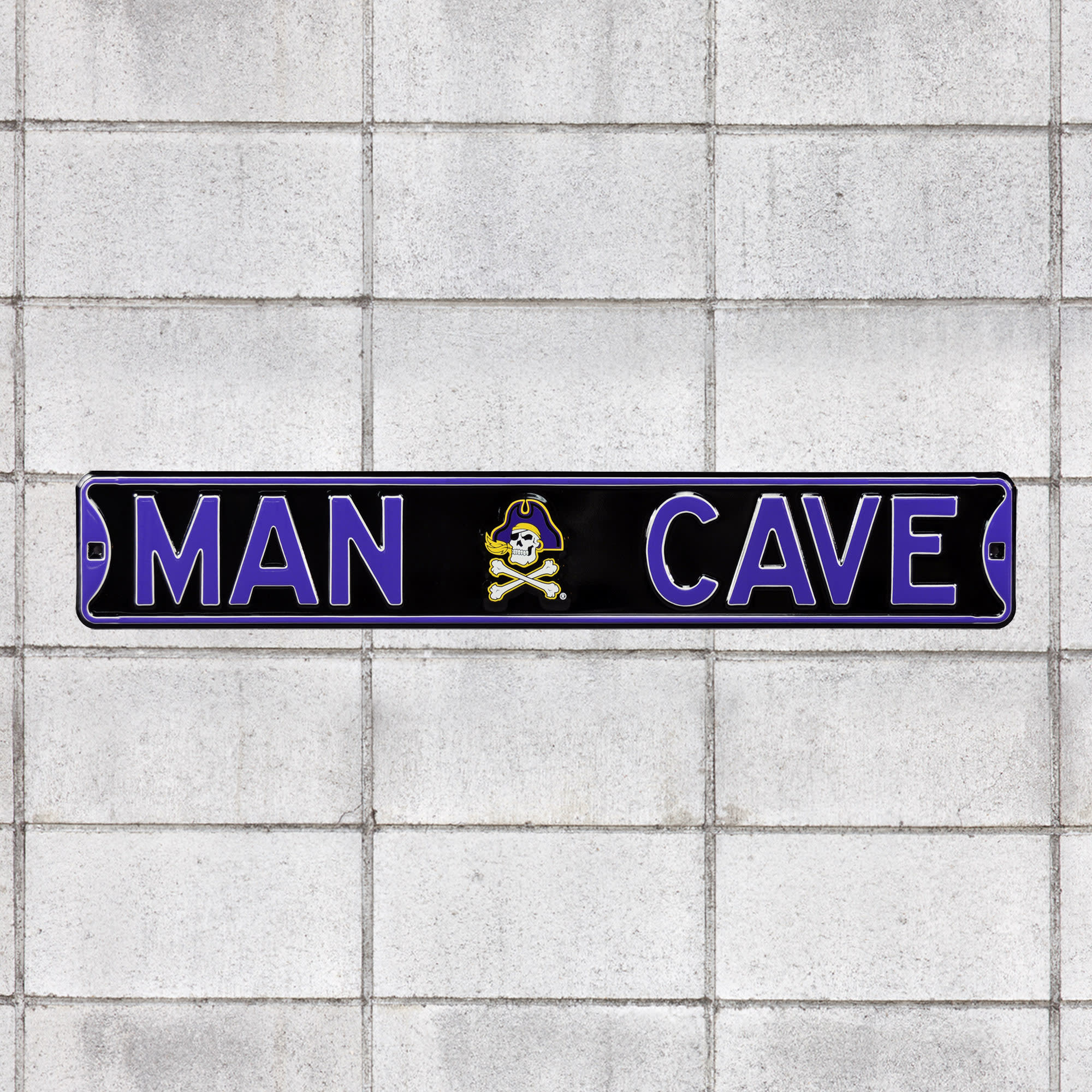 East Carolina Pirates: Man Cave - Officially Licensed Metal Street Sign 36.0"W x 6.0"H by Fathead | 100% Steel