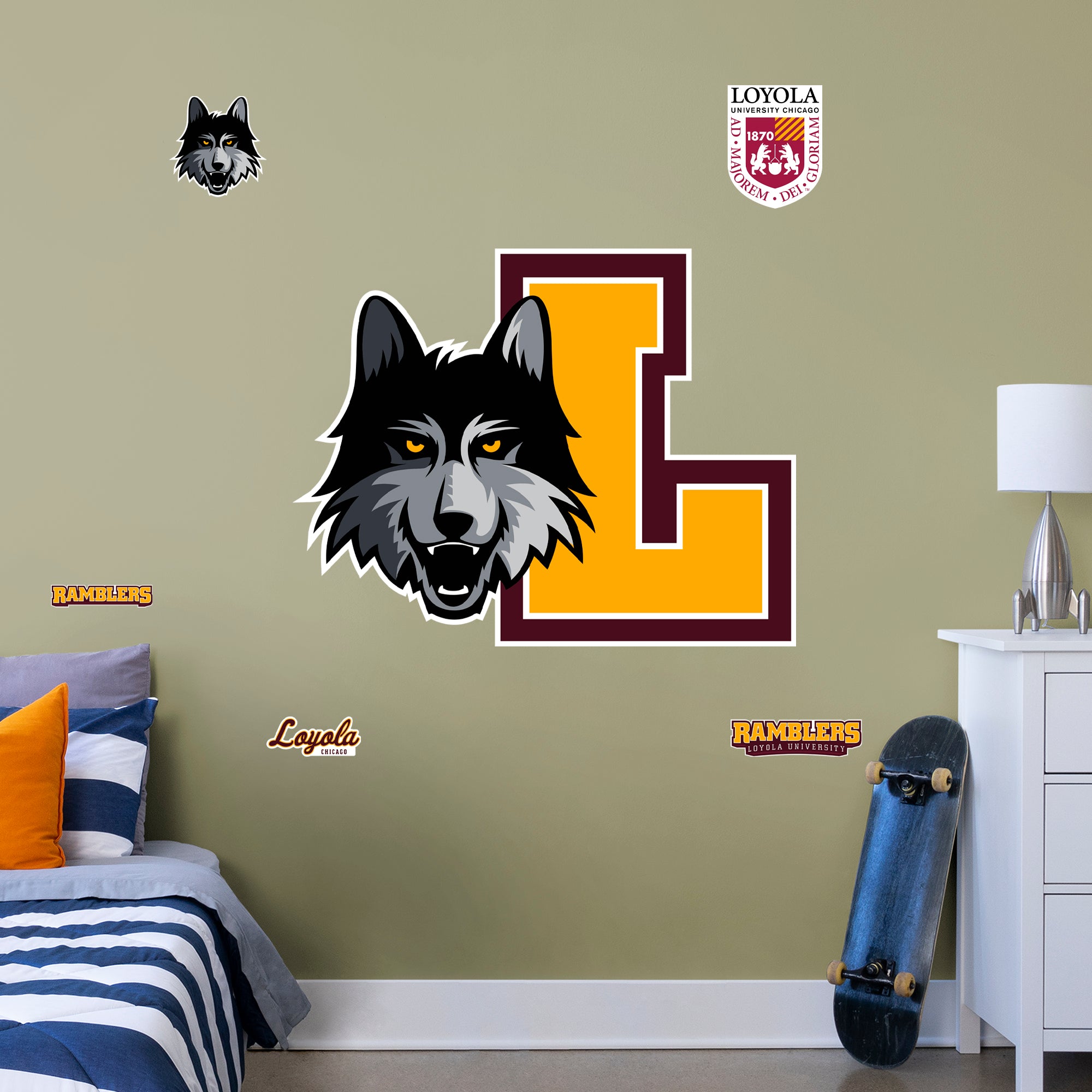 Loyola Chicago Ramblers 2020 RealBig Logo - Officially Licensed NCAA Removable Wall Decal Giant Decal (51"W x 38"H) by Fathead |