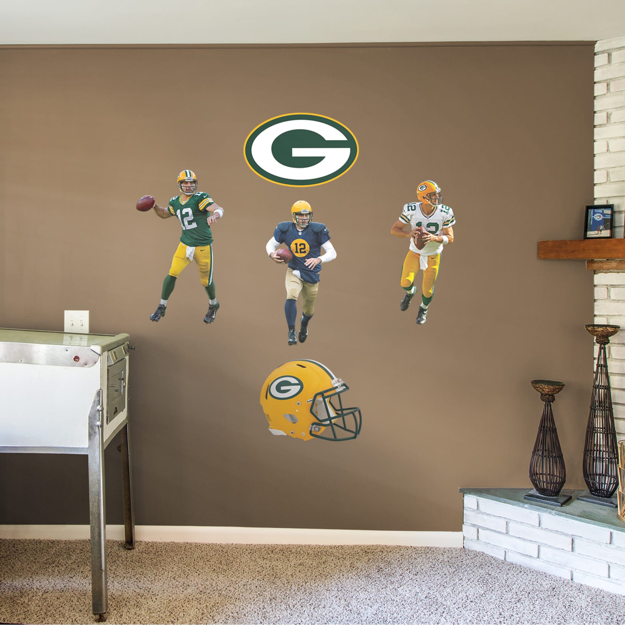 Aaron Rodgers for Green Bay Packers: Hero Pack - Officially Licensed NFL Removable Wall Decal 52.0"W x 39.5"H by Fathead | Vinyl