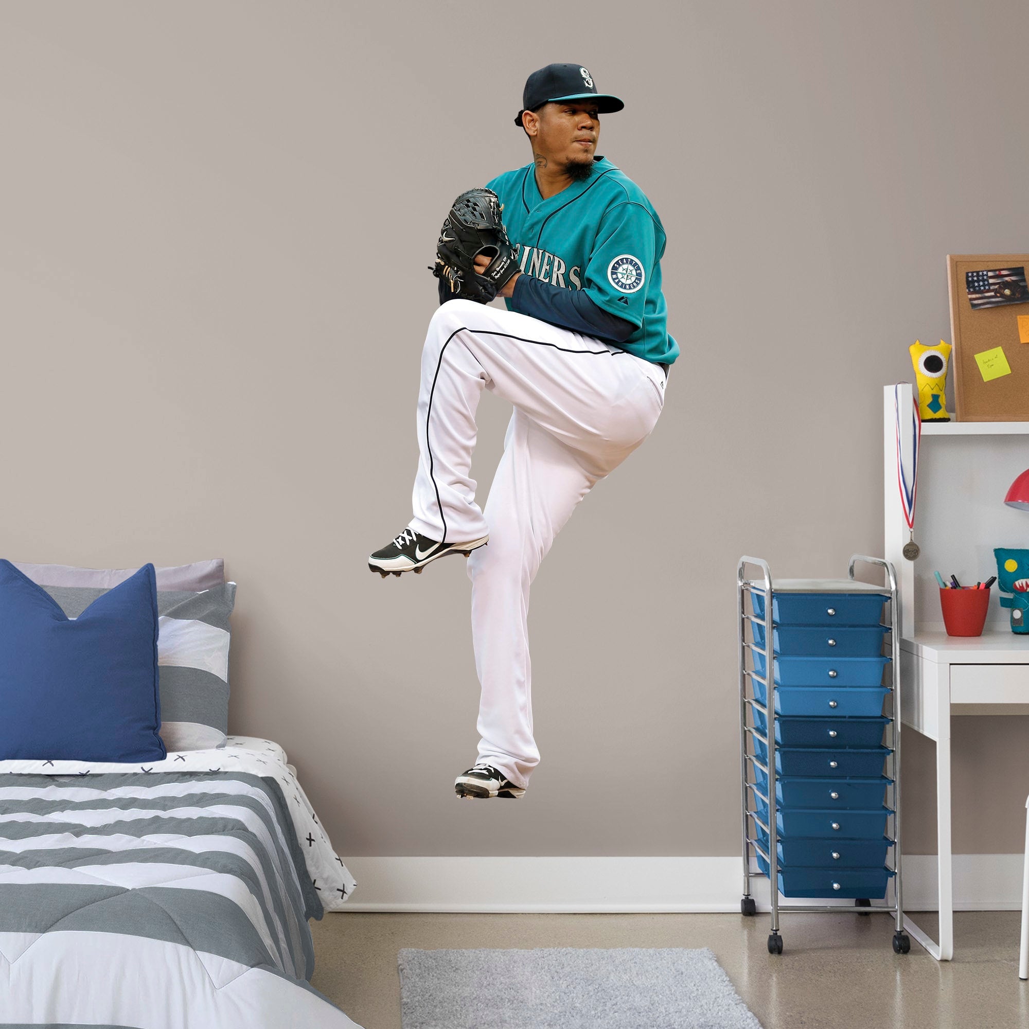 Felix Hernandez for Seattle Mariners: Pitcher - Officially Licensed MLB Removable Wall Decal Giant Athlete + 2 Decals (22"W x 51