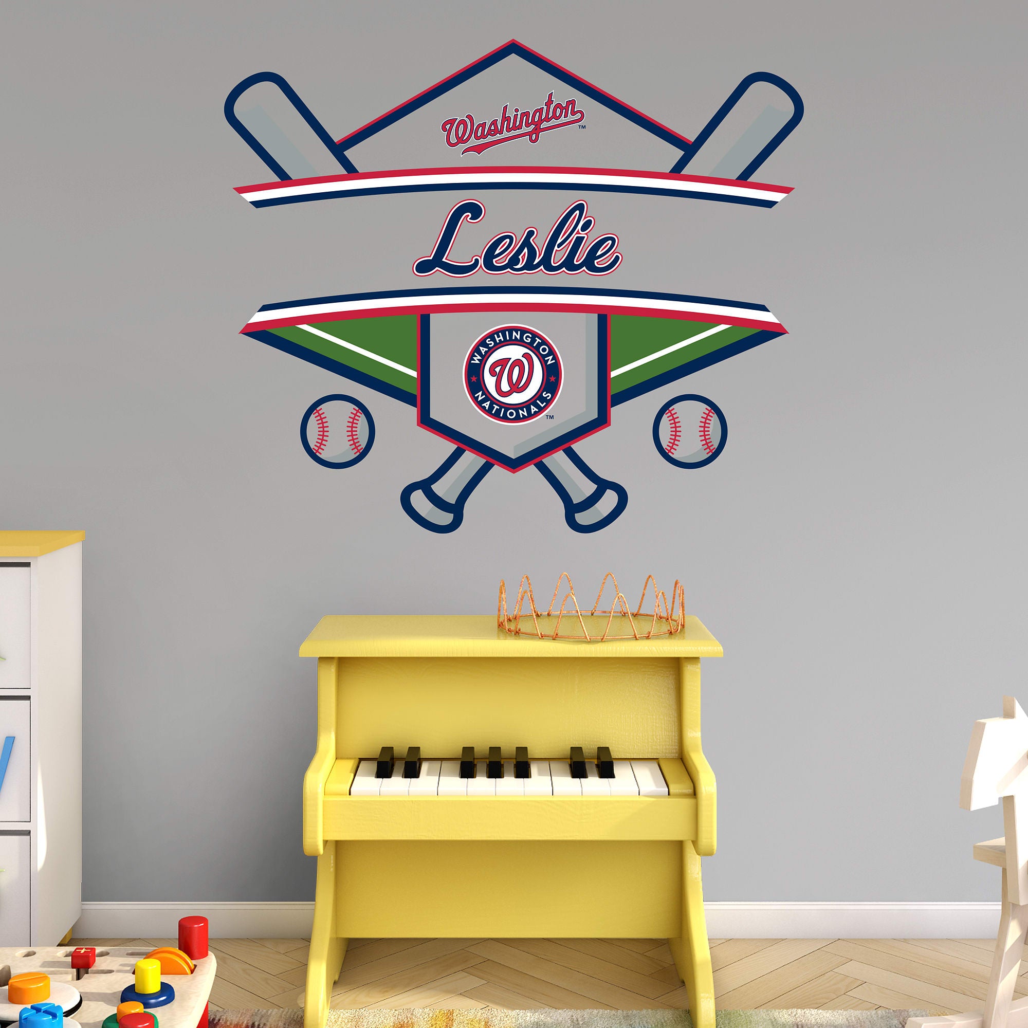 Washington Nationals: Personalized Name - Officially Licensed MLB Transfer Decal 45.0"W x 39.0"H by Fathead | Vinyl