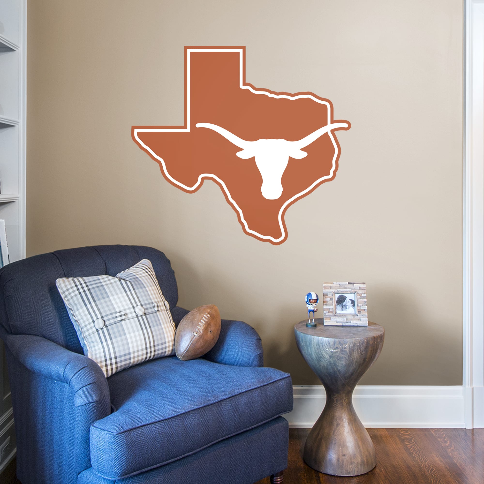 Texas Longhorns: State of Texas - Officially Licensed Removable Wall Decal Giant Logo + 12 Decals (40"W x 38"H) by Fathead | Vin