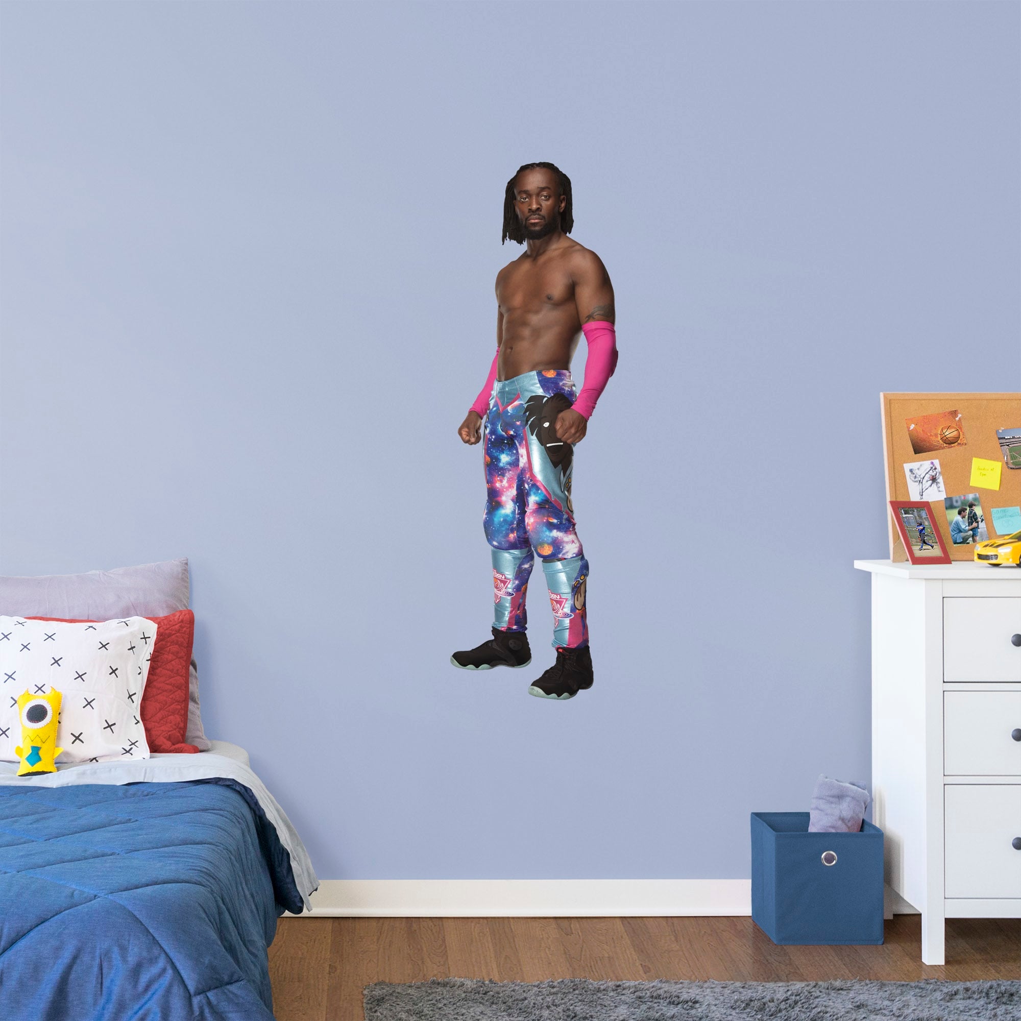 Kofi Kingston for WWE - Officially Licensed Removable Wall Decal Giant Superstar + 2 Decals (16"W x 51"H) by Fathead | Vinyl