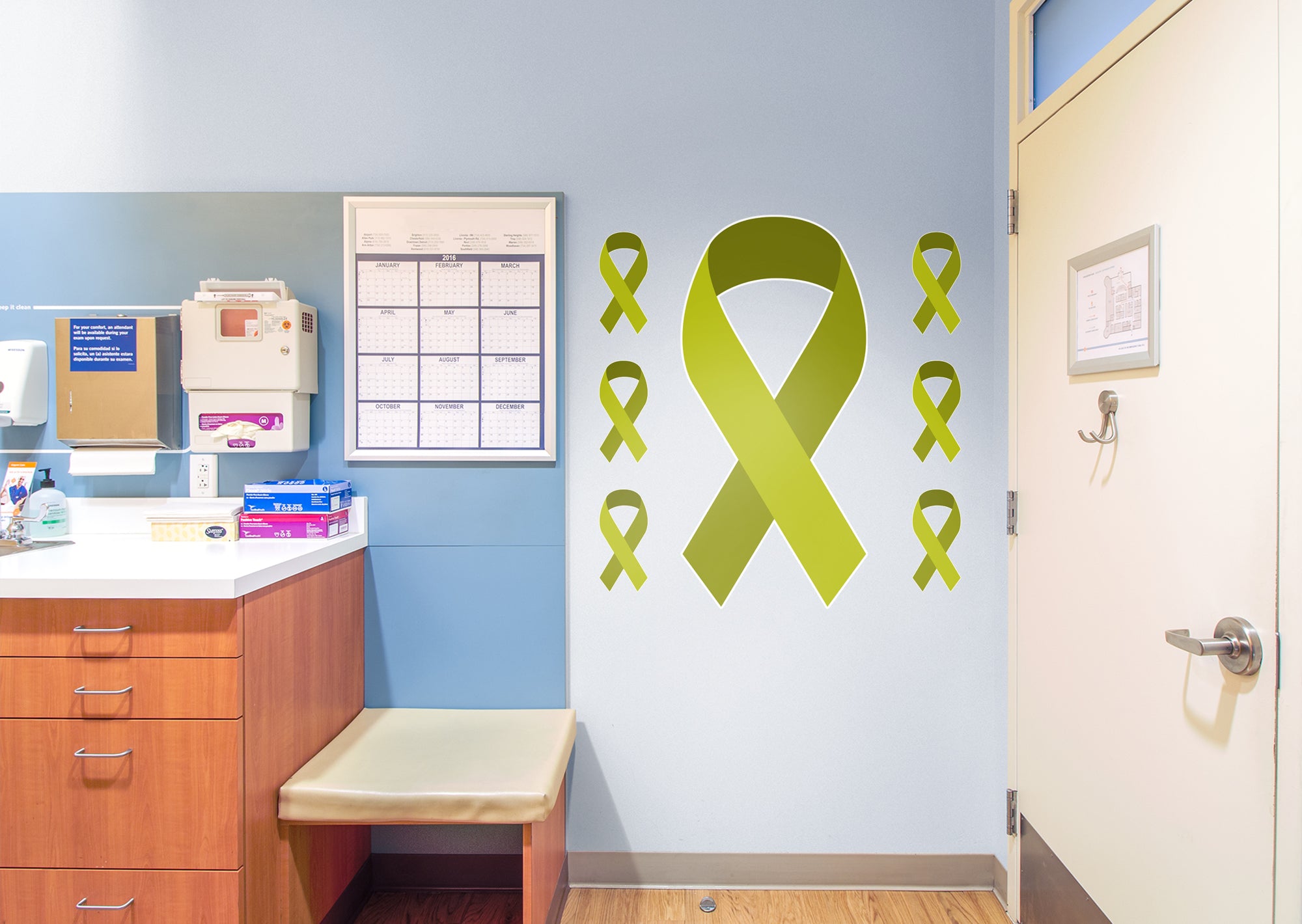 Colors of Cancer Ribbons: American Cancer Society Removable Wall Decal Giant Lymphoma Cancer Ribbon + 6 Decals (24"W x 51"H) by