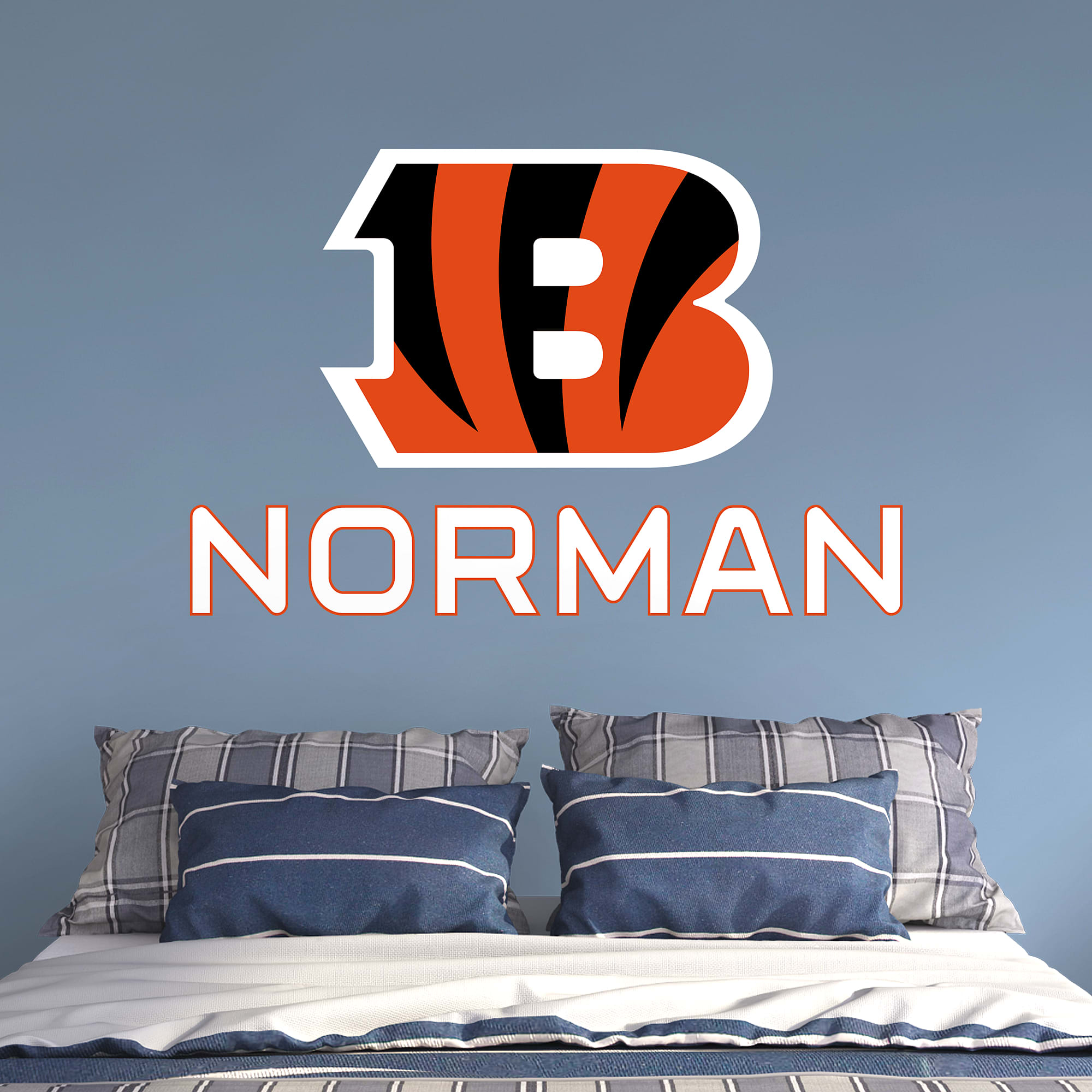 Cincinnati Bengals: "B" Stacked Personalized Name - Officially Licensed NFL Transfer Decal in White (52"W x 39.5"H) by Fathead |