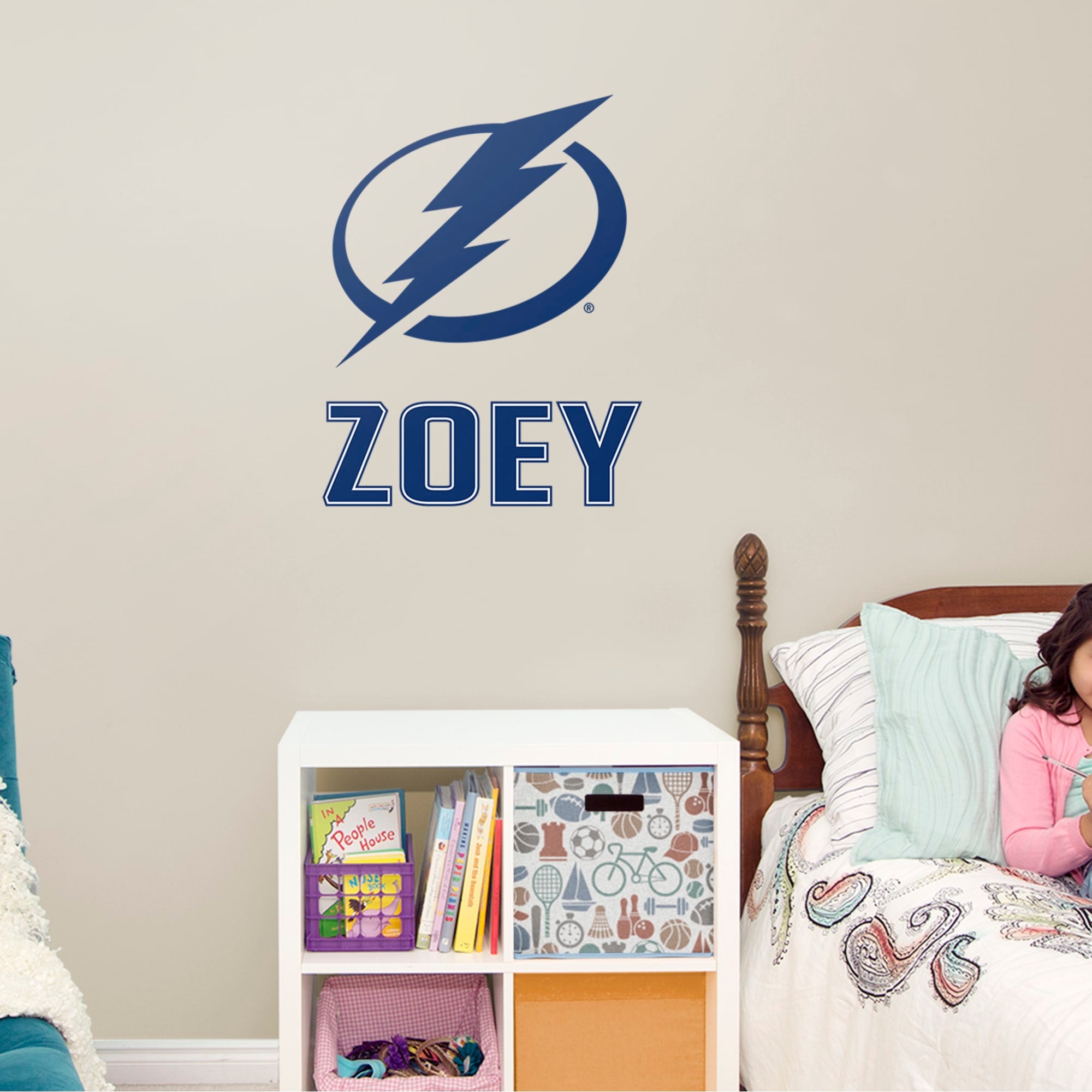 Tampa Bay Lightning: Stacked Personalized Name - Officially Licensed NHL Transfer Decal in Blue (39.5"W x 52"H) by Fathead | Vin