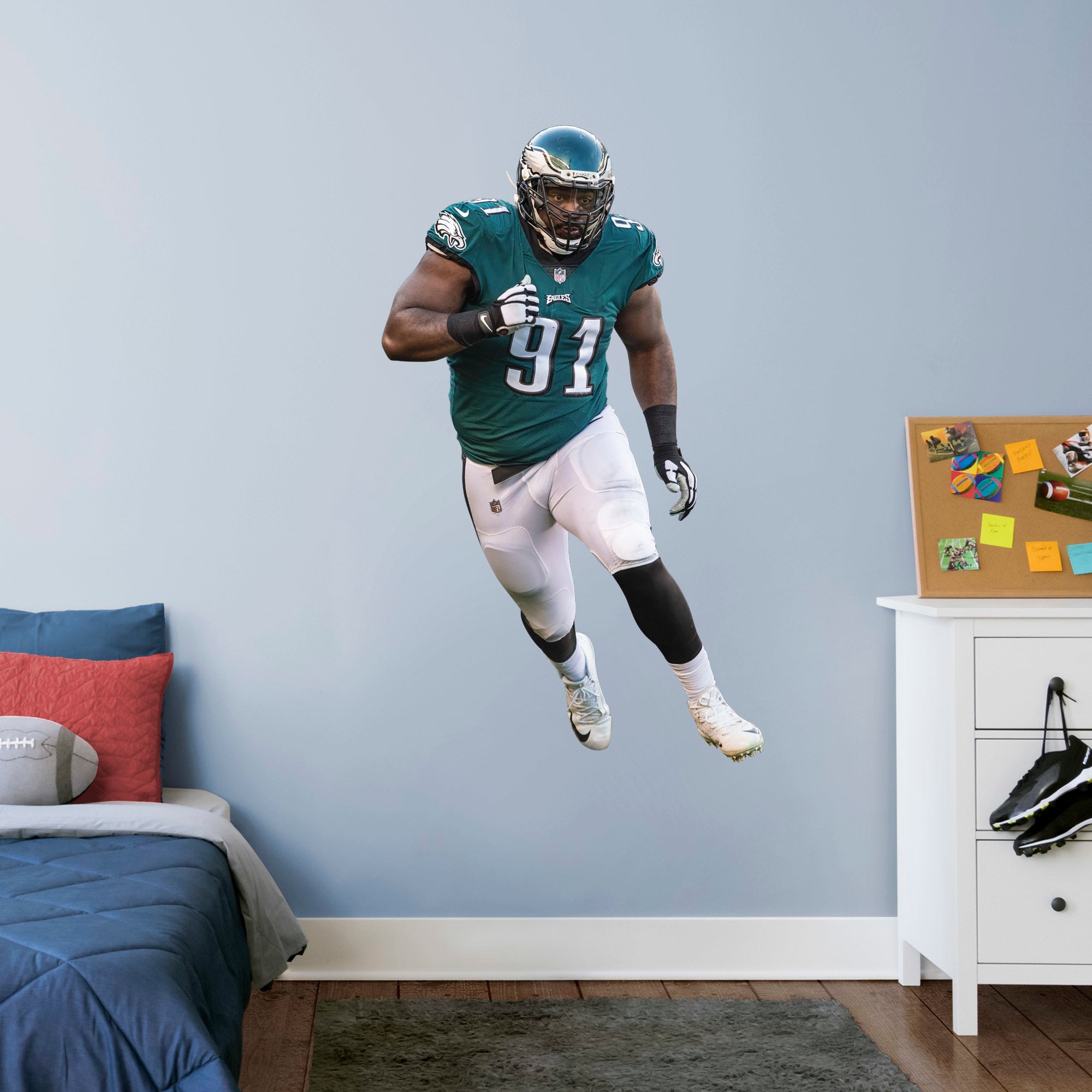 Fletcher Cox for Philadelphia Eagles - Officially Licensed NFL Removable Wall Decal Giant Athlete + 2 Decals (30"W x 51"H) by Fa