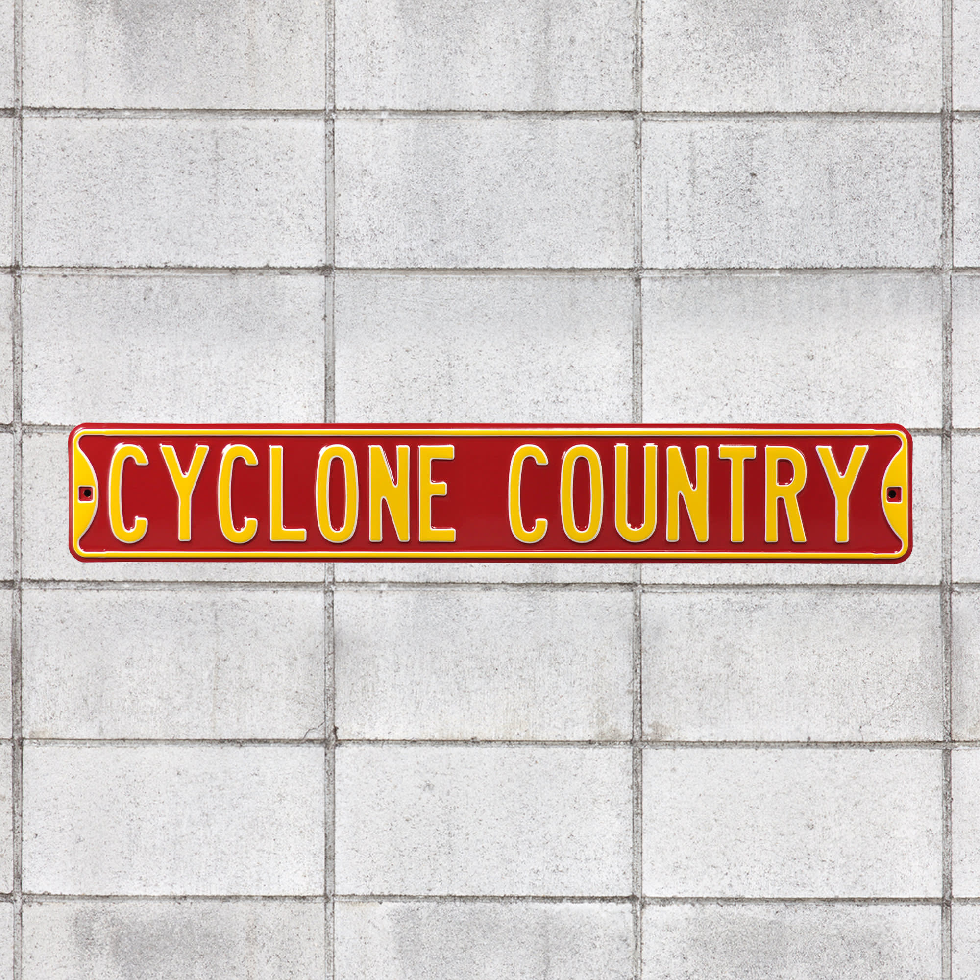 Iowa Hawkeyes: Cyclone Country - Officially Licensed Metal Street Sign 36.0"W x 6.0"H by Fathead | 100% Steel