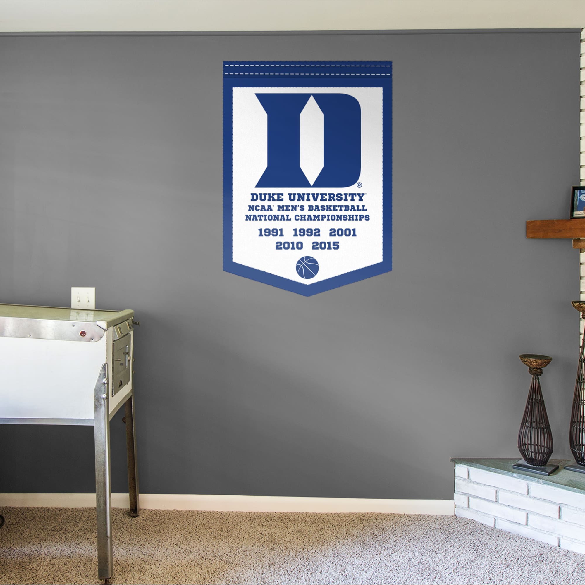 Duke Blue Devils: Mens Basketball National Championship Banner - Officially Licensed Removable Wall Decal 34.0"W x 48.0"H by Fa