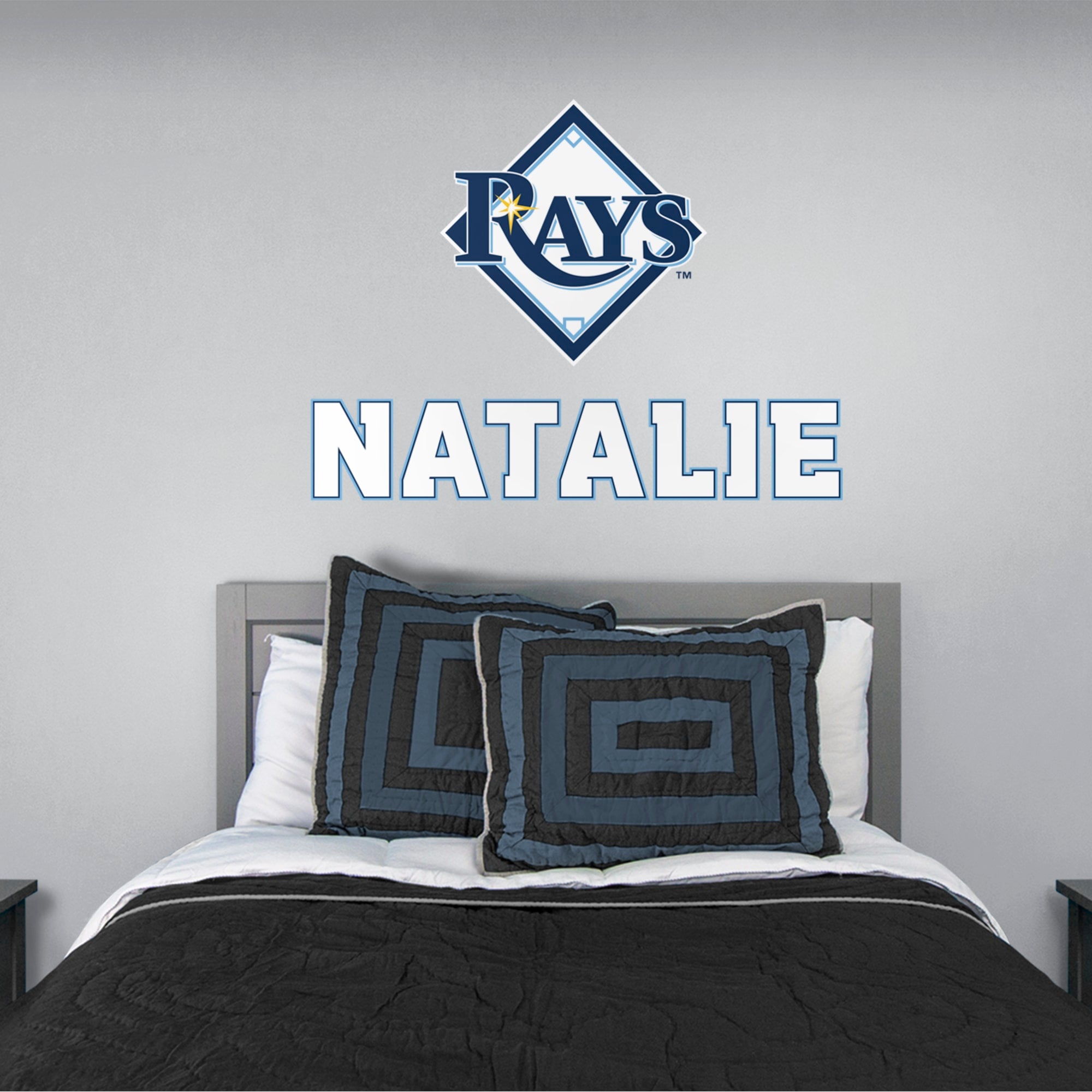 Tampa Bay Rays: Stacked Personalized Name - Officially Licensed MLB Transfer Decal in White (52"W x 39.5"H) by Fathead | Vinyl