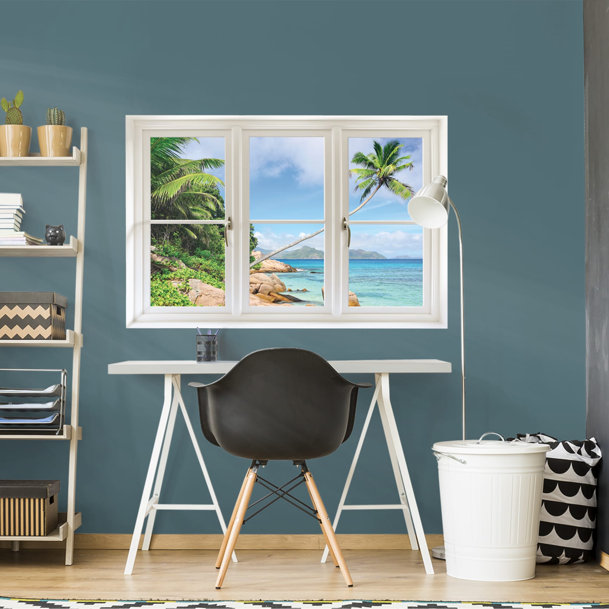 Instant Window: Tropical Beach, Seychelles - Removable Wall Graphic 51.0"W x 34.0"H by Fathead | Vinyl