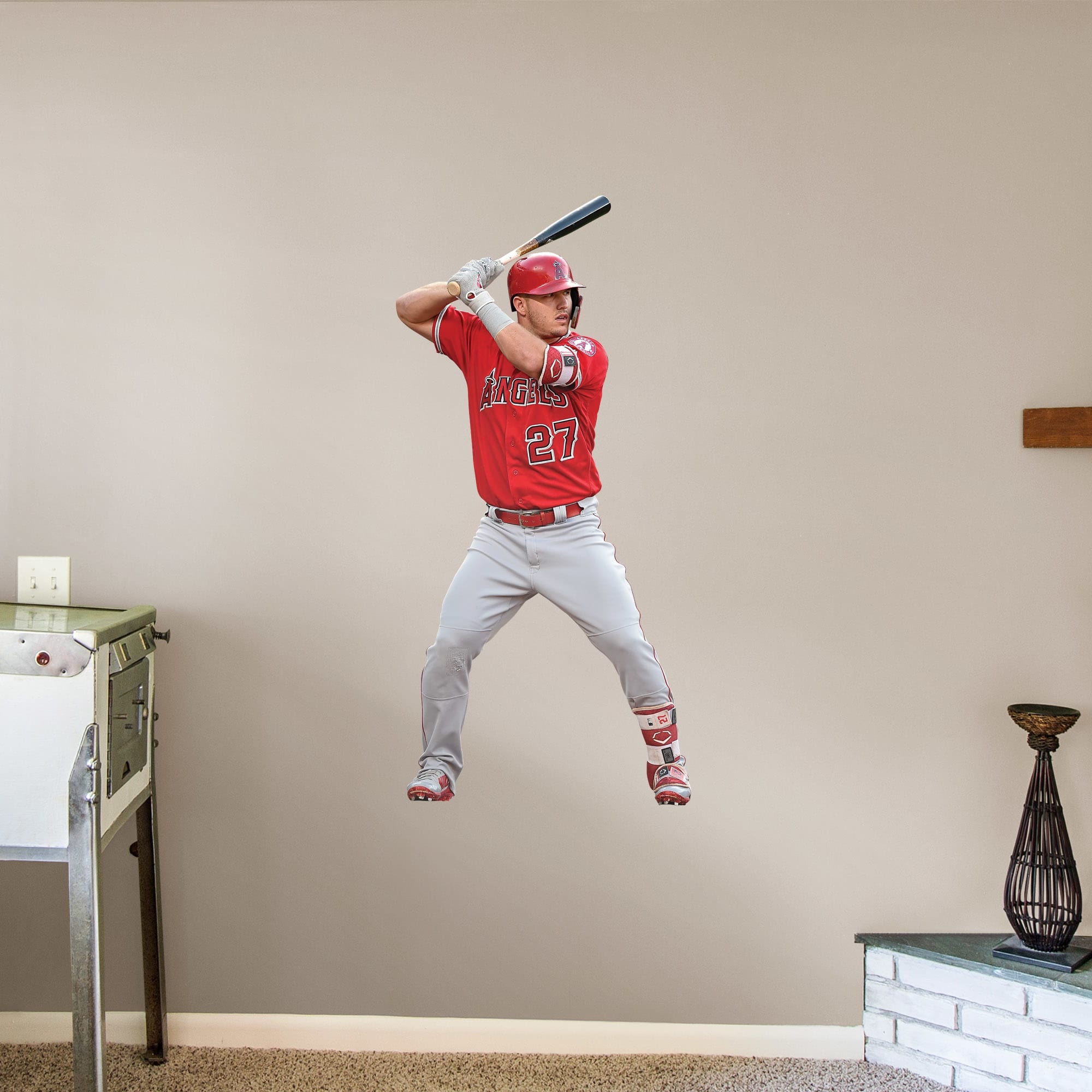 Mike Trout for LA Angels: At Bat - Officially Licensed MLB Removable Wall Decal Giant Athlete + 2 Decals (25"W x 51"H) by Fathea