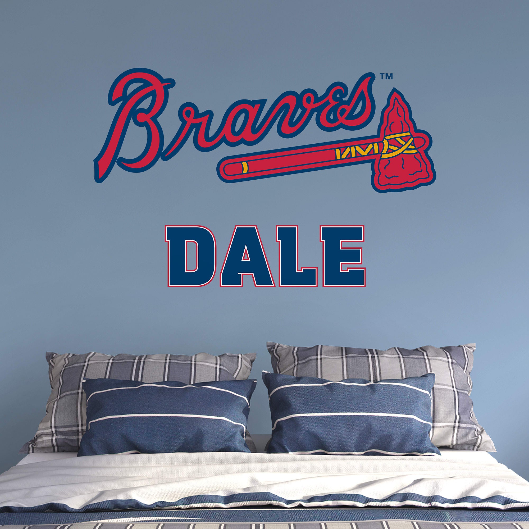 Atlanta Braves: Stacked Personalized Name - Officially Licensed MLB Transfer Decal in Navy (52"W x 39.5"H) by Fathead | Vinyl