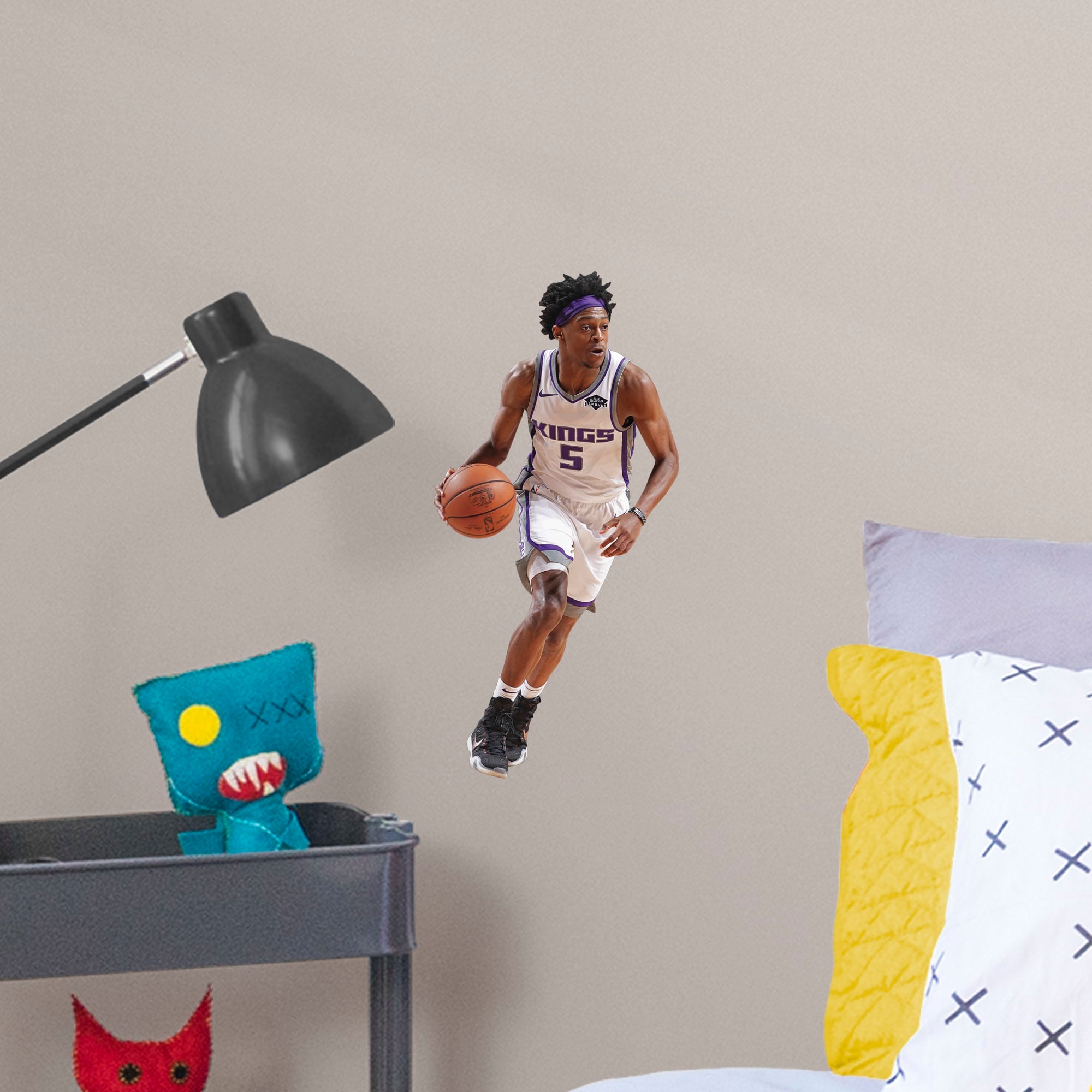 DeAaron Fox for Sacramento Kings: Association Jersey - Officially Licensed NBA Removable Wall Decal Large by Fathead | Vinyl