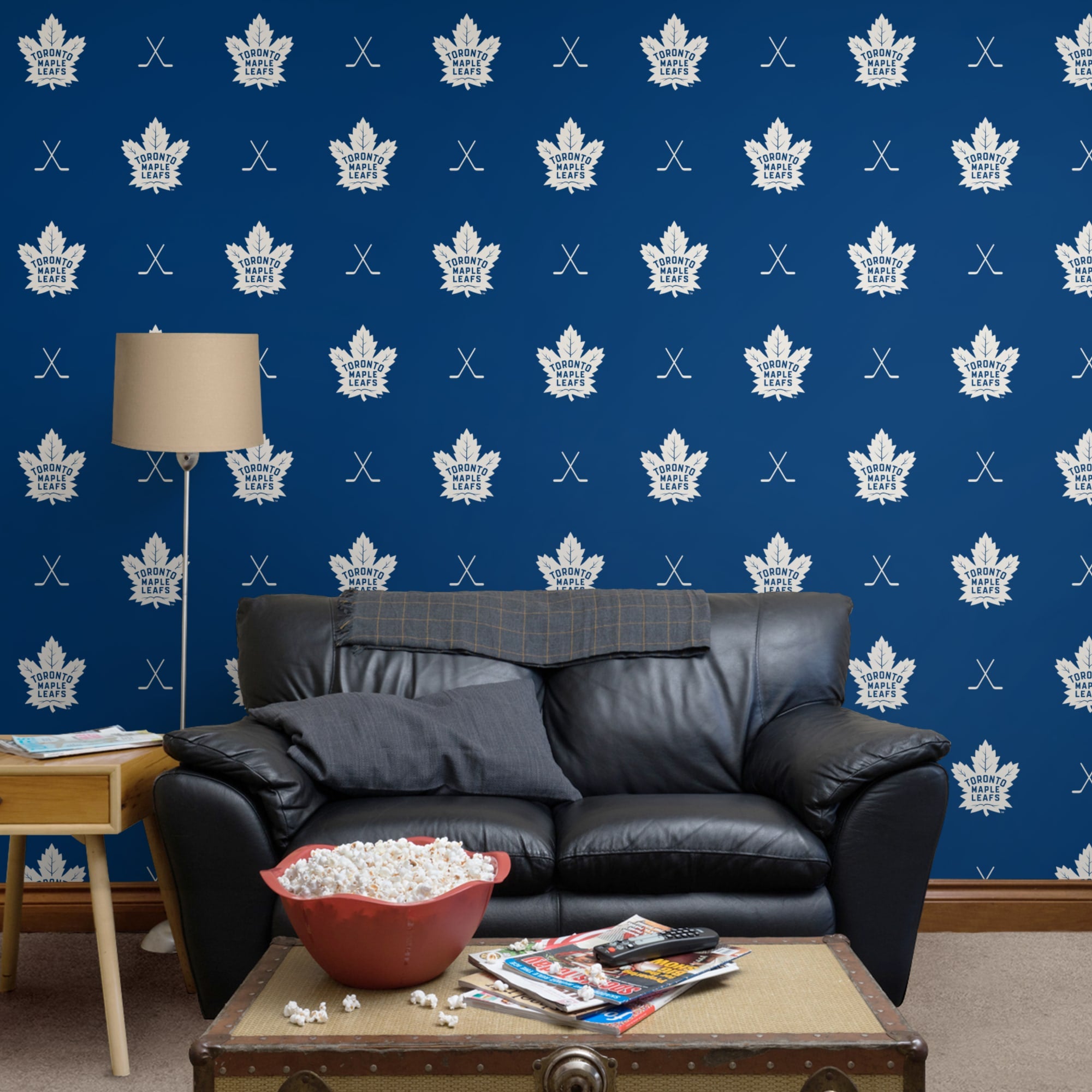 Toronto Maple Leafs: Sticks Pattern - Officially Licensed NHL Removable Wallpaper 12" x 12" Sample by Fathead | 100% Vinyl