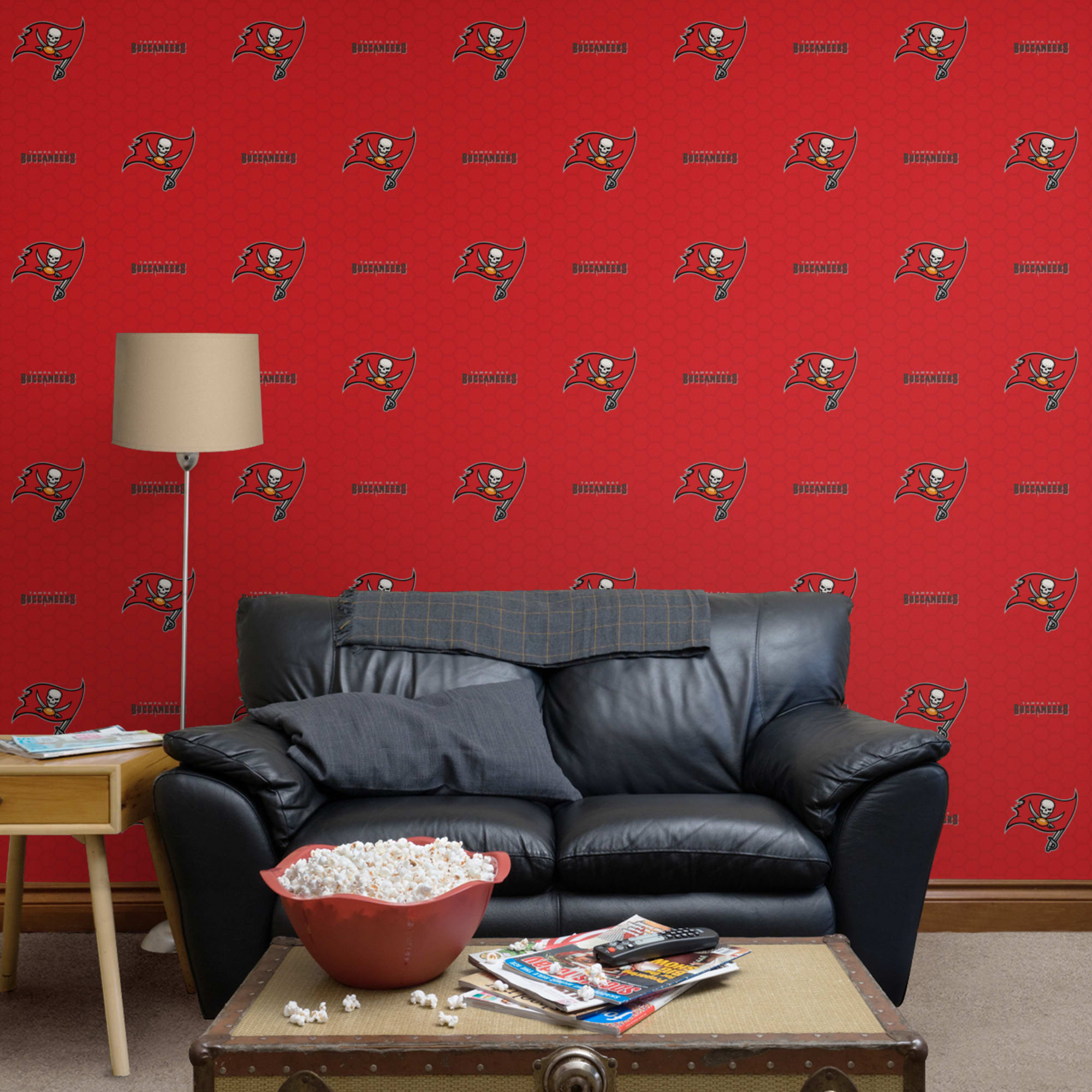 Tampa Bay Buccaneers: Logo Pattern - Officially Licensed NFL Removable Wallpaper 12" x 12" Sample by Fathead | 100% Vinyl