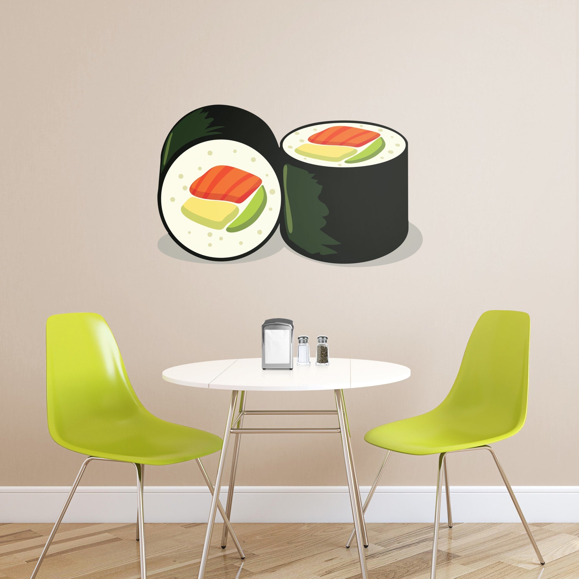 Sushi Roll: Illustrated - Removable Vinyl Decal Giant Sushi Roll + 2 Decals (49"W x 30"H) by Fathead