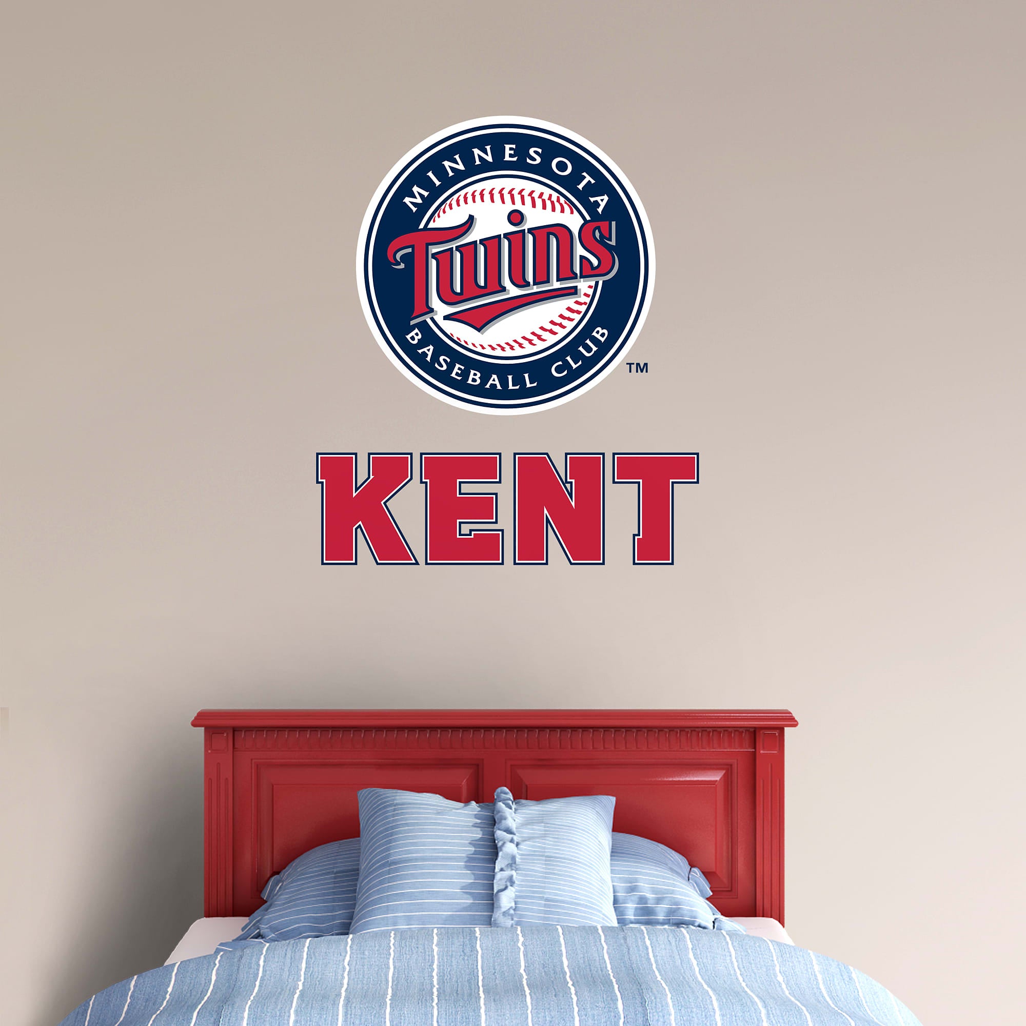 Minnesota Twins: Stacked Personalized Name - Officially Licensed MLB Transfer Decal in Navy (52"W x 39.5"H) by Fathead | Vinyl