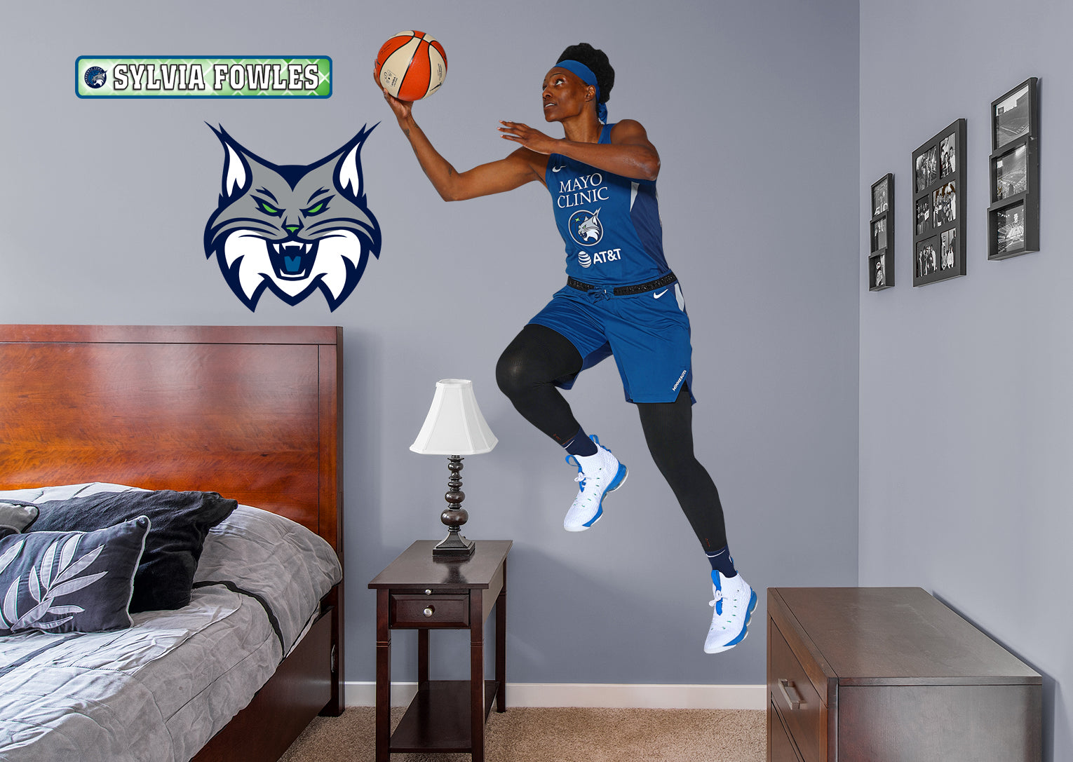 Sylvia Fowles 2020 RealBig for Minnesota Lynx - Officially Licensed WNBA Removable Wall Decal Life-Size Athlete + 2 Decals (31"W