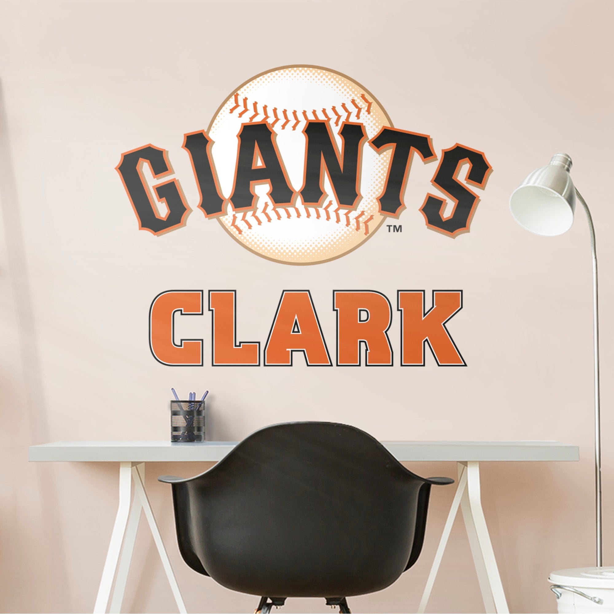 San Francisco Giants: Stacked Personalized Name - Officially Licensed MLB Transfer Decal in Orange (52"W x 39.5"H) by Fathead |