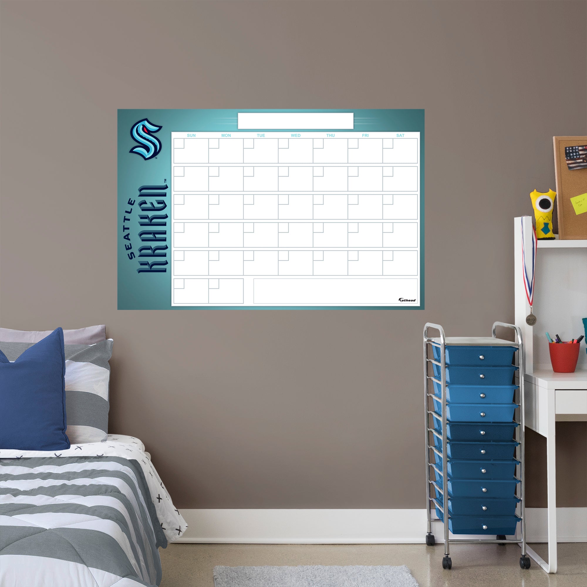 Seattle Kraken Dry Erase Calendar - Officially Licensed NHL Removable Wall Decal Giant Decal (34"W x57"H) by Fathead | Vinyl