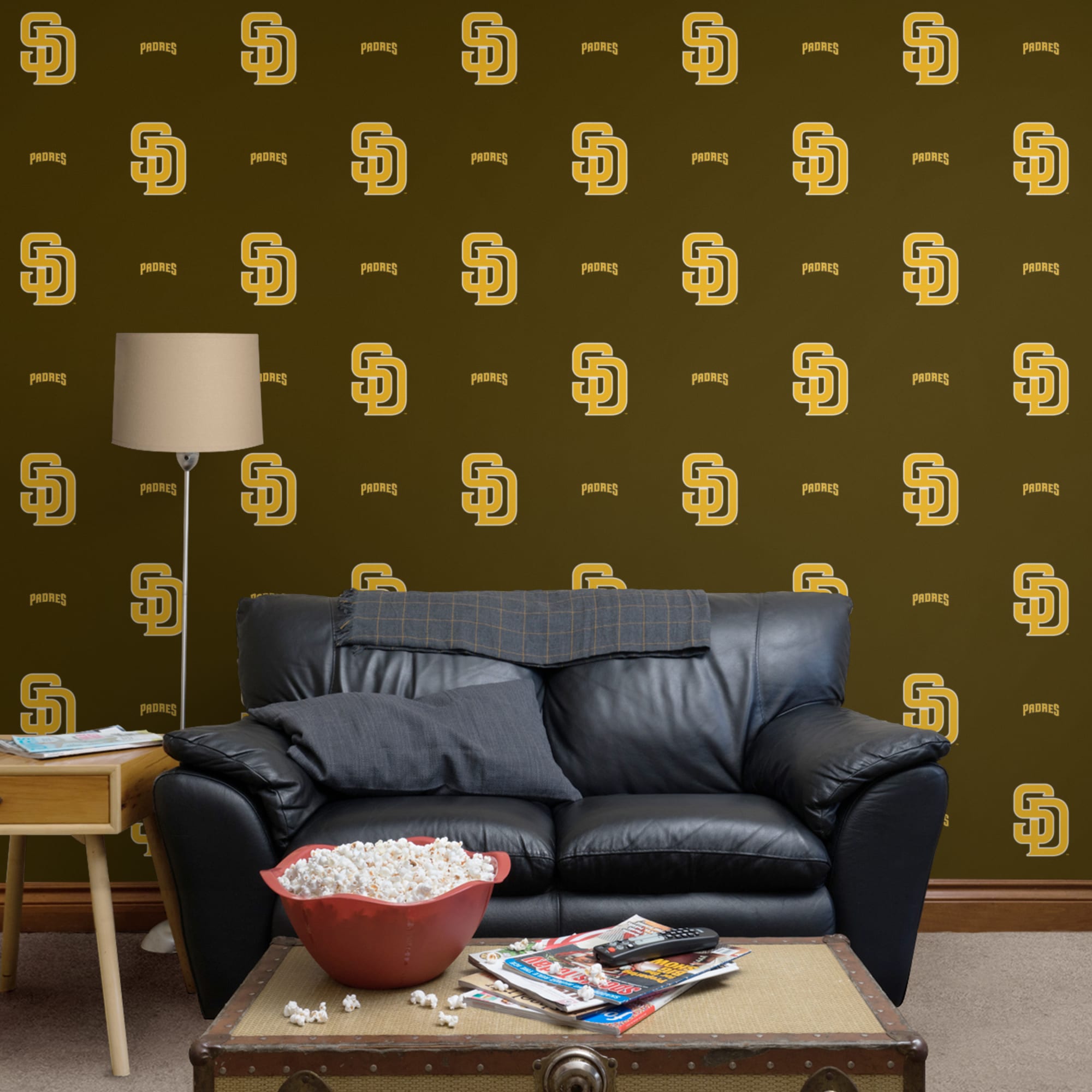 San Diego Padres: Logo Pattern - Officially Licensed Removable Wallpaper 12" x 12" Sample by Fathead