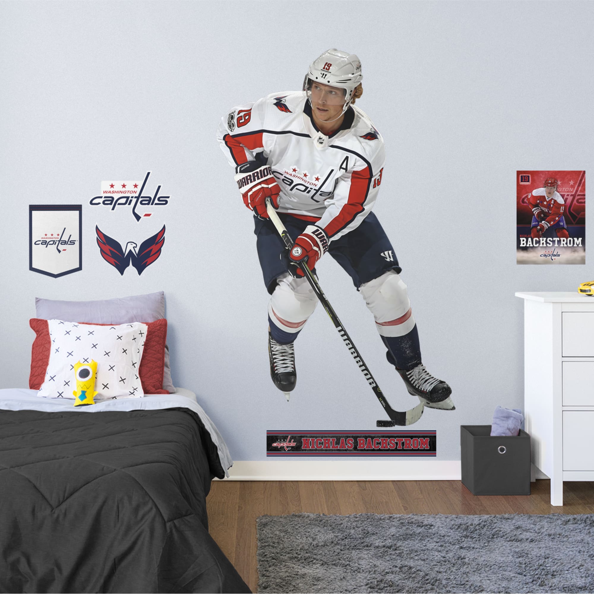 Nicklas Backstrom for Washington Capitals - Officially Licensed NHL Removable Wall Decal Life-Size Athlete + 9 Decals (48"W x 76