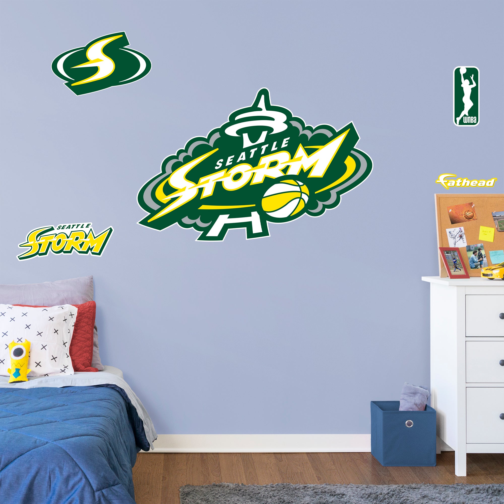 Seattle Storm: Logo - Officially Licensed WNBA Removable Wall Decal Giant + 4 Decals by Fathead | Vinyl