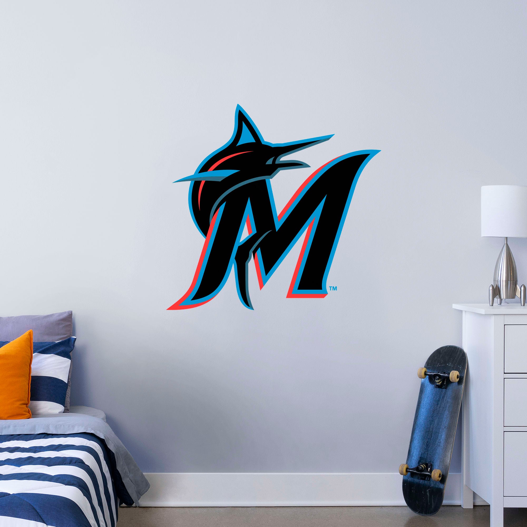 Miami Marlins: Logo - Officially Licensed MLB Removable Wall Decal Giant Logo (40"W x 39"H) by Fathead | Vinyl