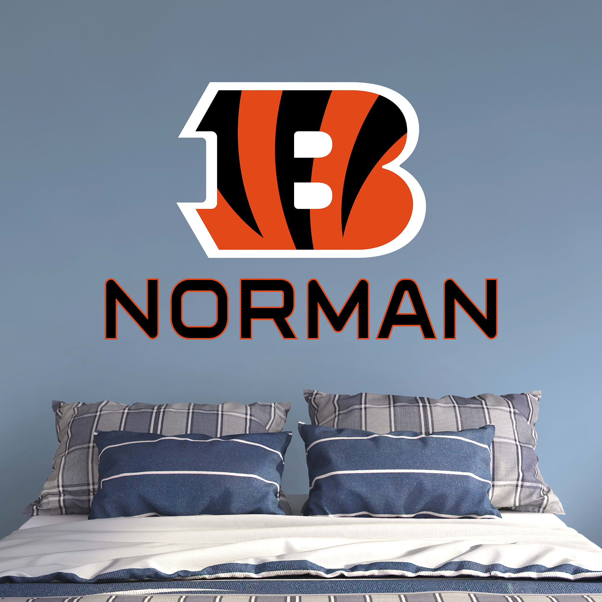 Cincinnati Bengals: "B" Stacked Personalized Name - Officially Licensed NFL Transfer Decal in Black (52"W x 39.5"H) by Fathead |