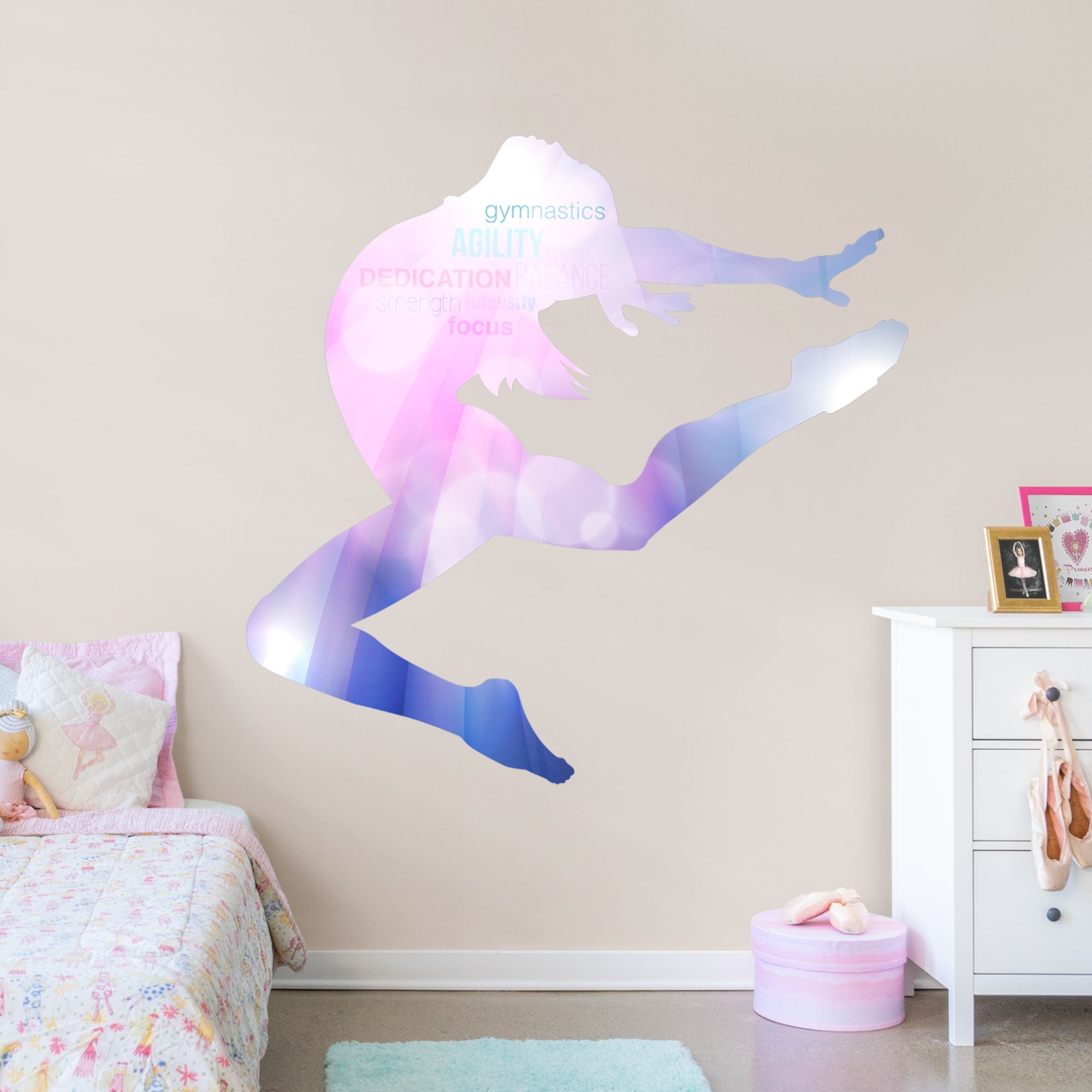 Gymnastics: Silhouette - Removable Vinyl Decal Life-Size Character + 2 Decals (66"W x 65"H) by Fathead