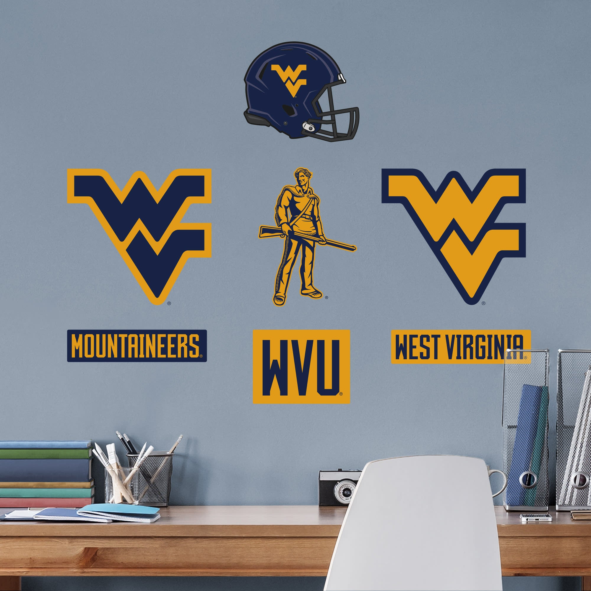 West Virginia Mountaineers: Logo Assortment - Officially Licensed Removable Wall Decals 12.1"W x 9.6"H by Fathead | Vinyl