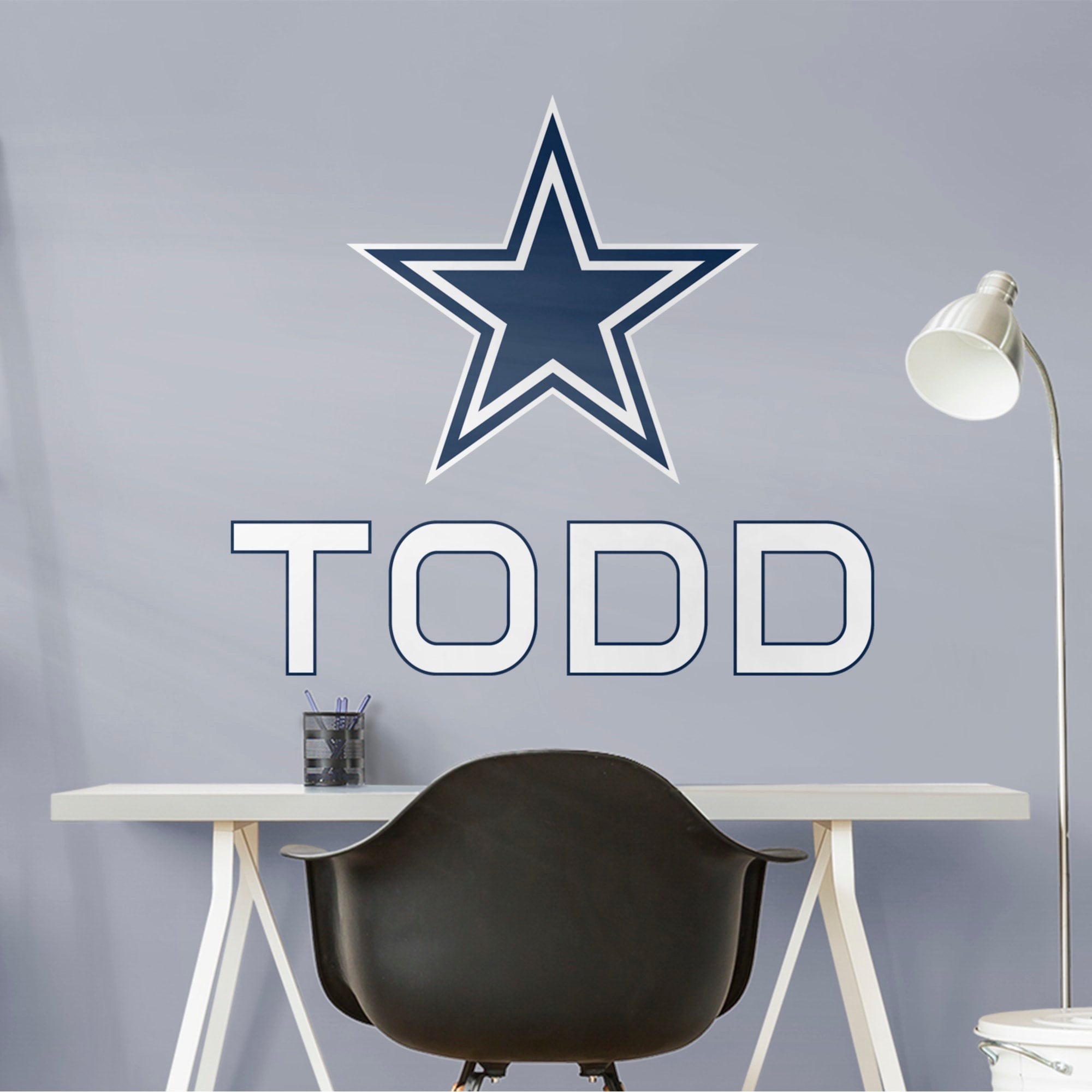 Dallas Cowboys: Stacked Personalized Name - Officially Licensed NFL Transfer Decal in White (52"W x 39.5"H) by Fathead | Vinyl