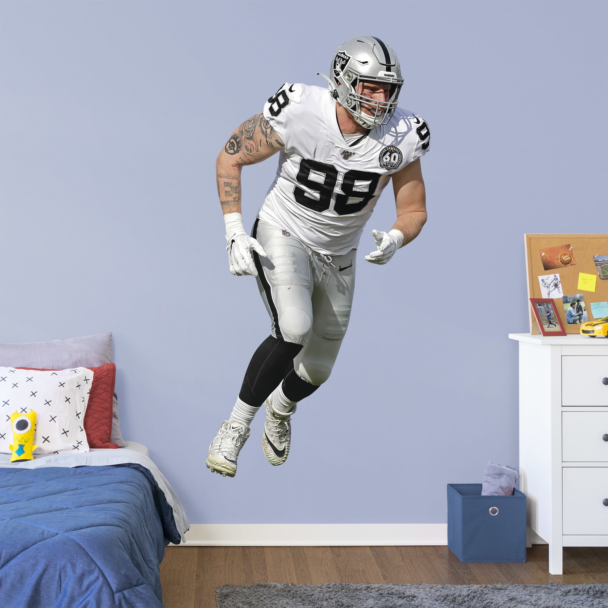 Maxx Crosby for Las Vegas Raiders - Officially Licensed NFL Removable Wall Decal Life-Size Athlete + 2 Decals (40"W x 78"H) by F