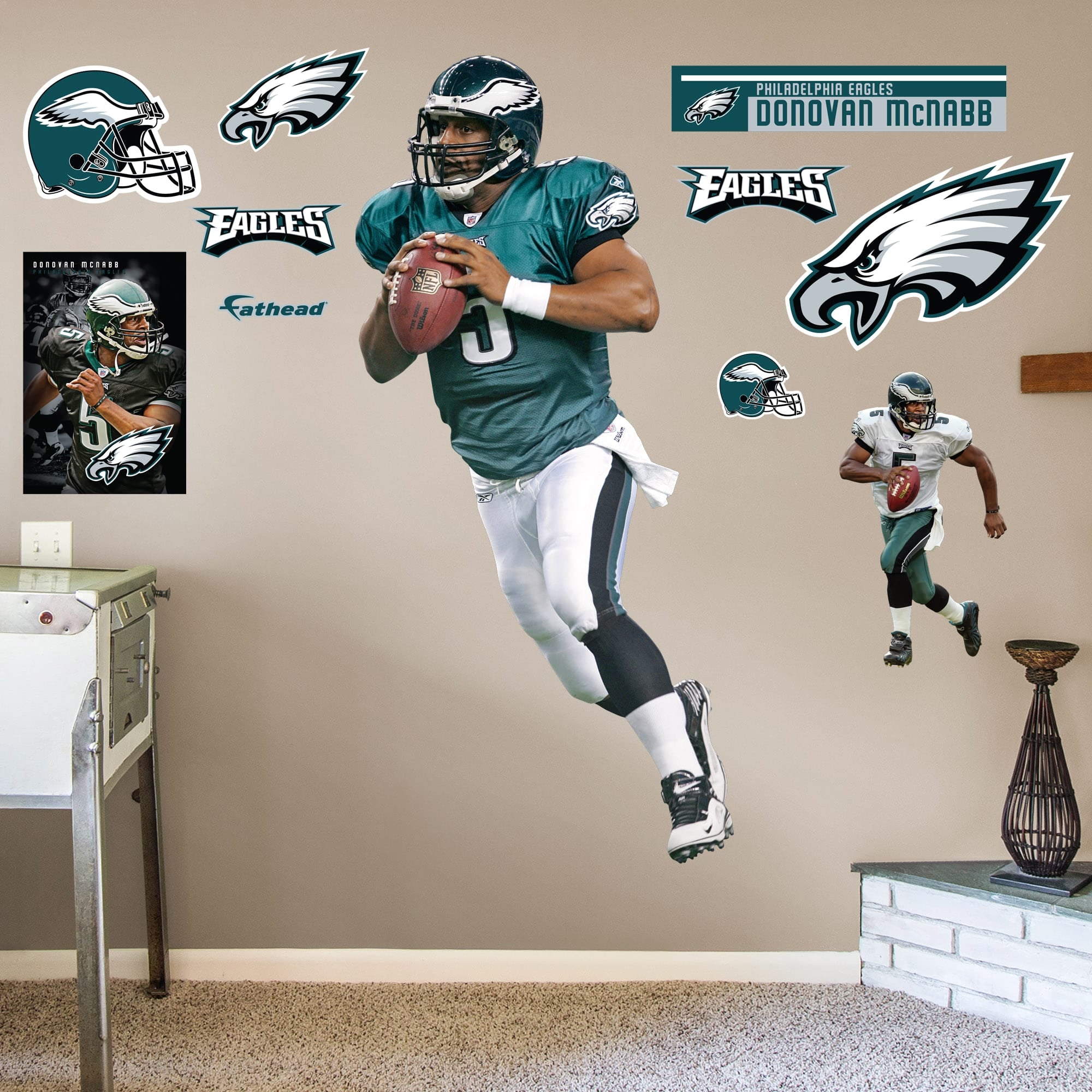 Donovan McNabb for Philadelphia Eagles: Legend - Officially Licensed NFL Removable Wall Decal Life-Size Athlete + 10 Decals (36"