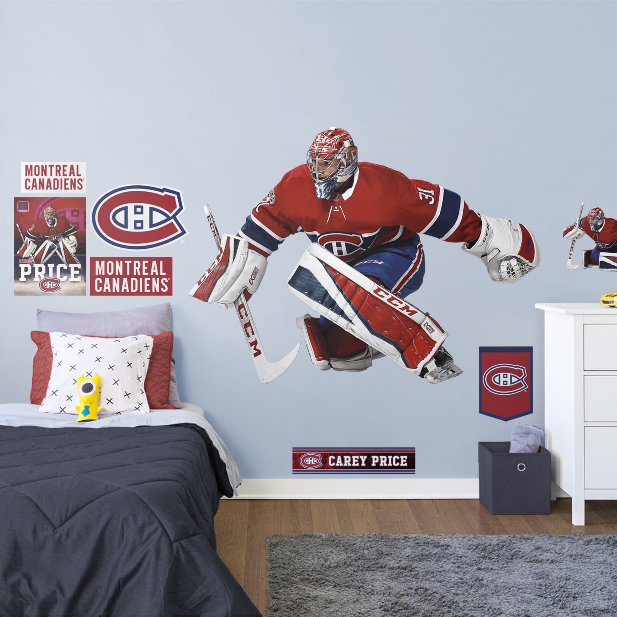 Carey Price for Montreal Canadiens - Officially Licensed NHL Removable Wall Decal Life-Size Athlete + 10 Decals (70"W x 51"H) by