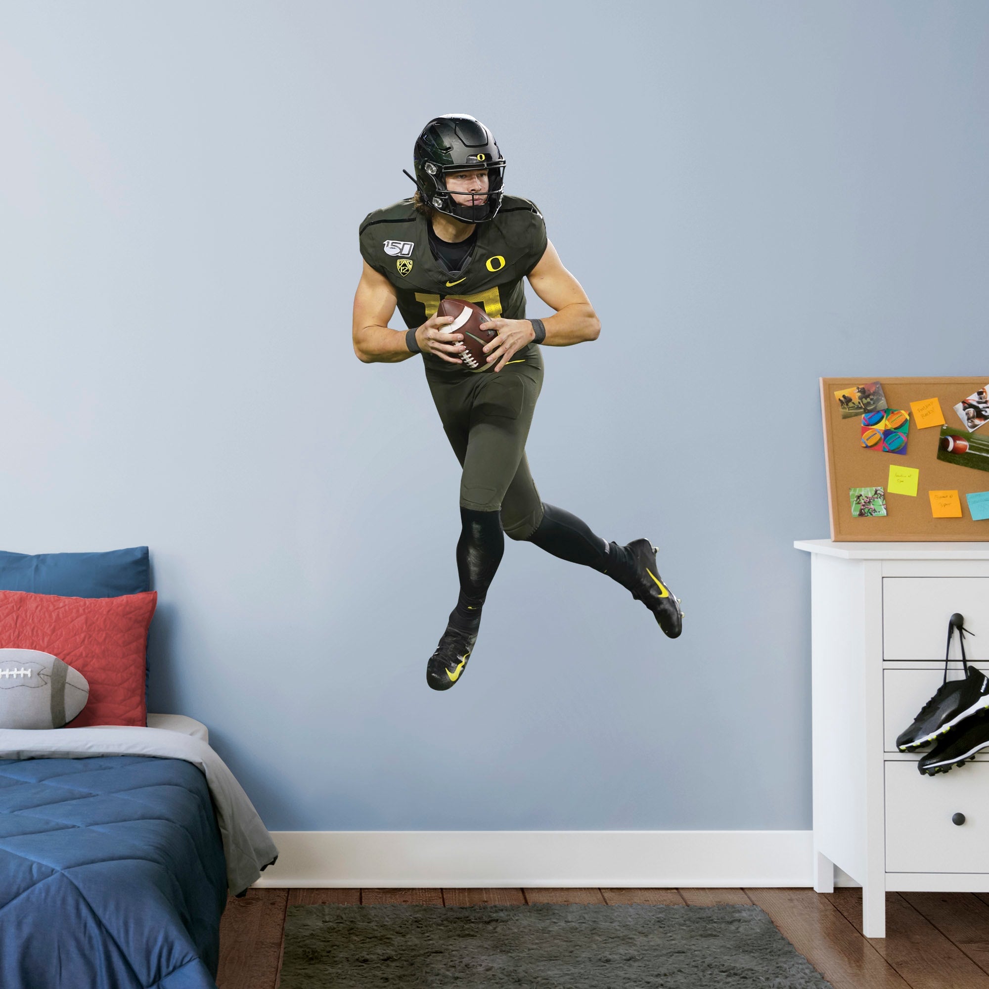 Justin Herbert for Oregon Ducks: Oregon - Officially Licensed Removable Wall Decal Giant Athlete + 2 Decals (29"W x 51"H) by Fat