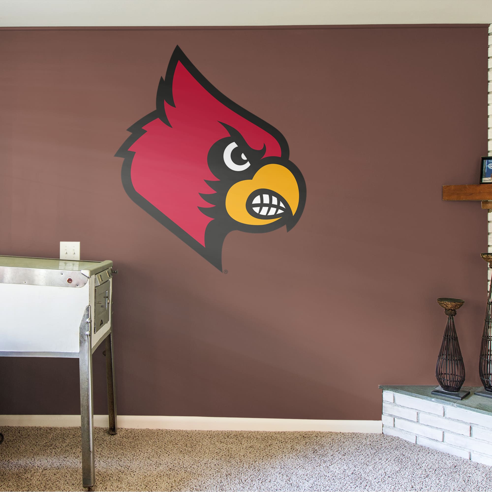 Louisville Cardinals: Logo - Officially Licensed Removable Wall Decal 45.0"W x 54.0"H by Fathead | Vinyl