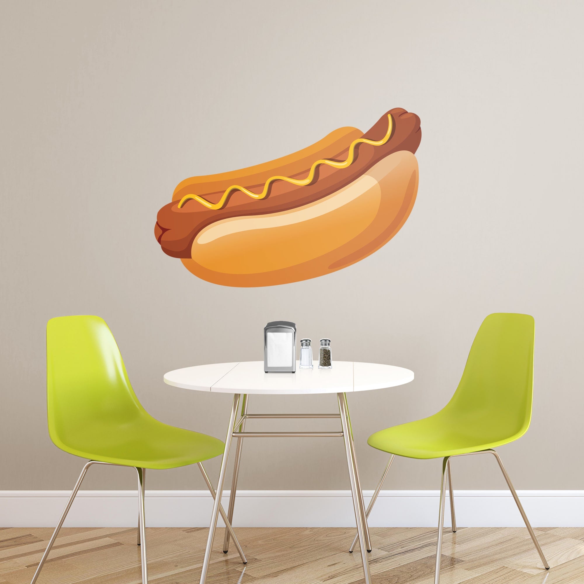 Hot Dog: Illustrated - Removable Vinyl Decal Giant Hot Dog + 2 Decal (48"W x 31"H) by Fathead