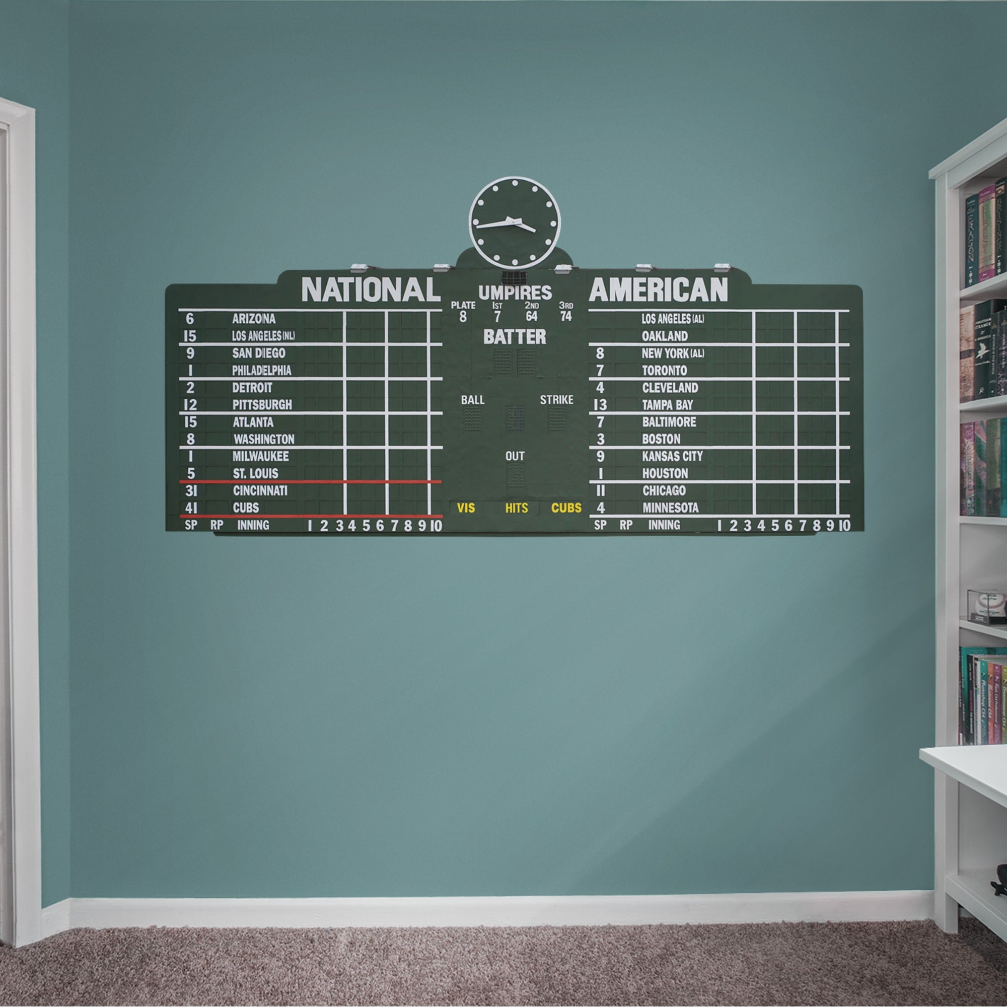 Chicago Cubs: Scoreboard - Officially Licensed MLB Removable Wall Decal Large by Fathead | Vinyl