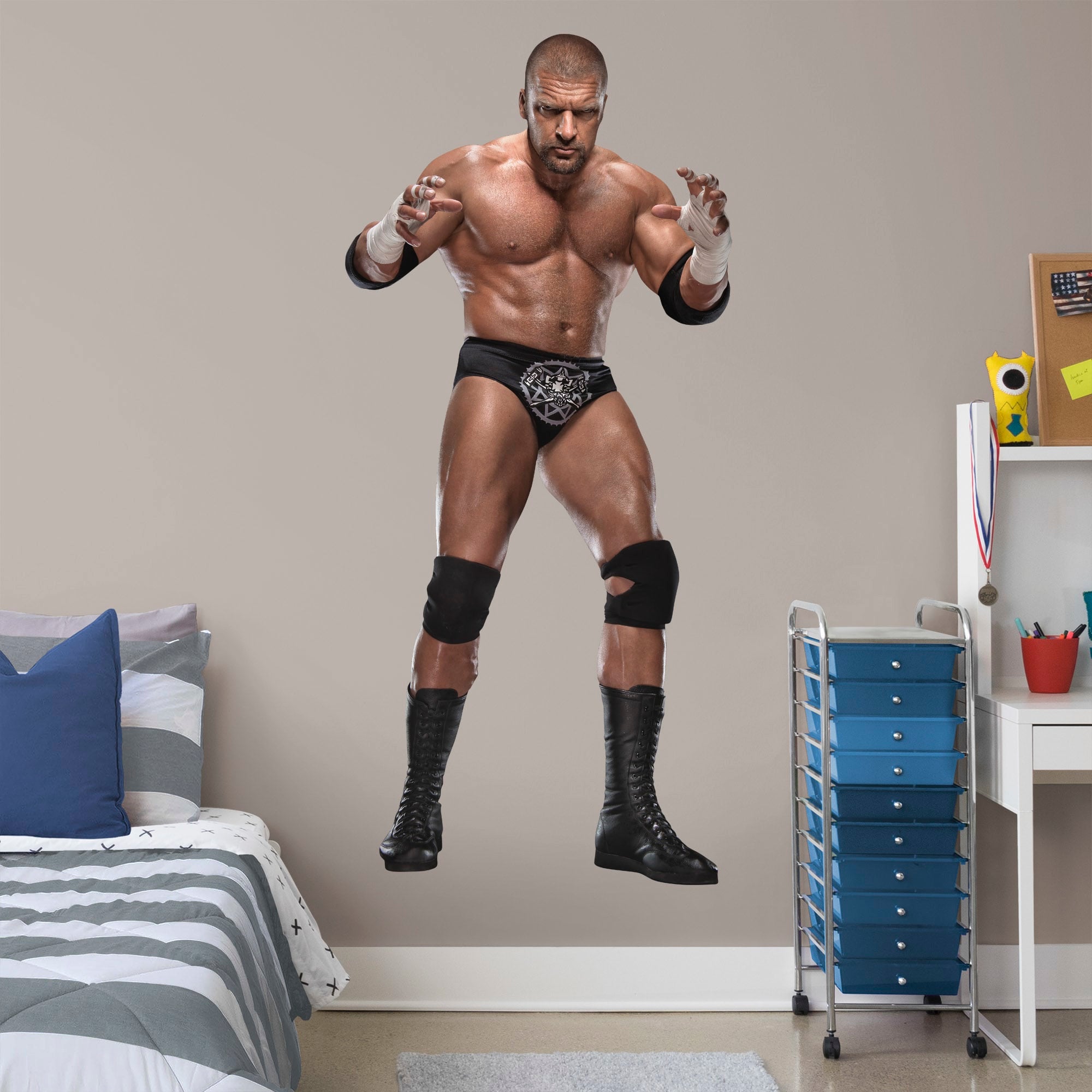 Triple H for WWE - Officially Licensed Removable Wall Decal Life-Size Superstar + 2 Decals (35"W x 78"H) by Fathead | Vinyl