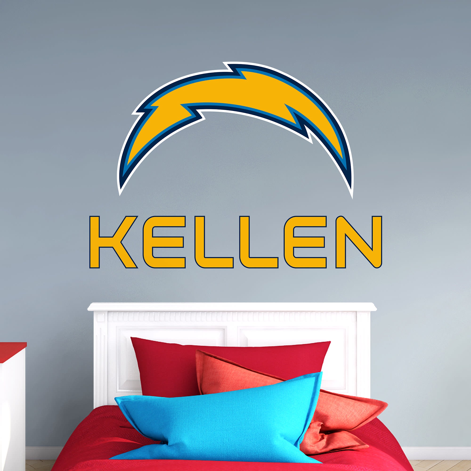 Los Angeles Chargers: Stacked Personalized Name - Officially Licensed NFL Transfer Decal in Yellow by Fathead | Vinyl