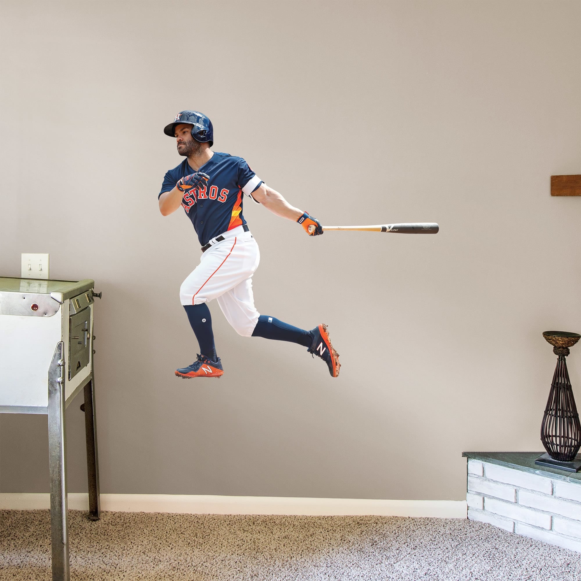 Jose Altuve for Houston Astros - Officially Licensed MLB Removable Wall Decal Giant Athlete + 2 Decals (49"W x 47"H) by Fathead