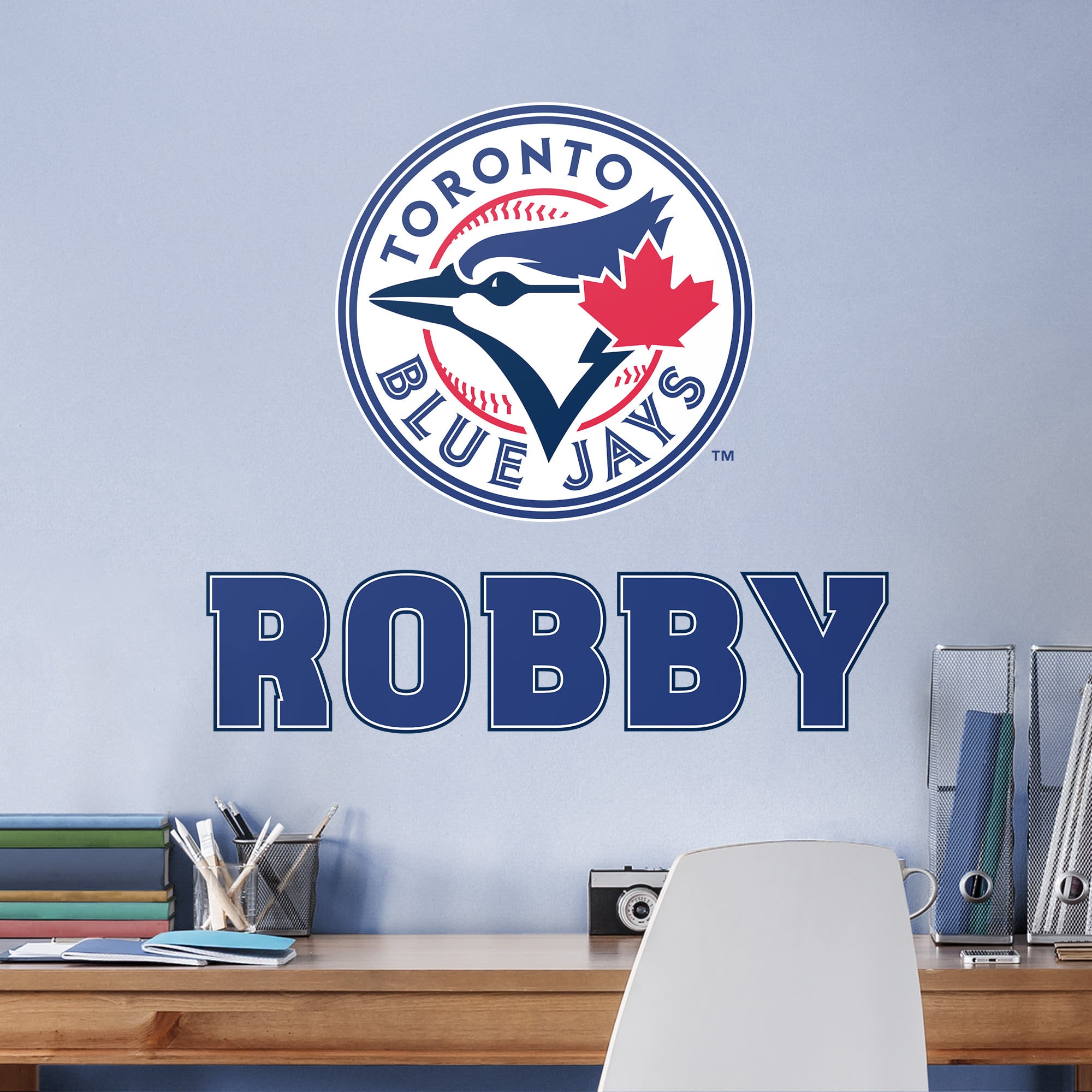 Toronto Blue Jays: Stacked Personalized Name - Officially Licensed MLB Transfer Decal in Blue (52"W x 39.5"H) by Fathead | Vinyl
