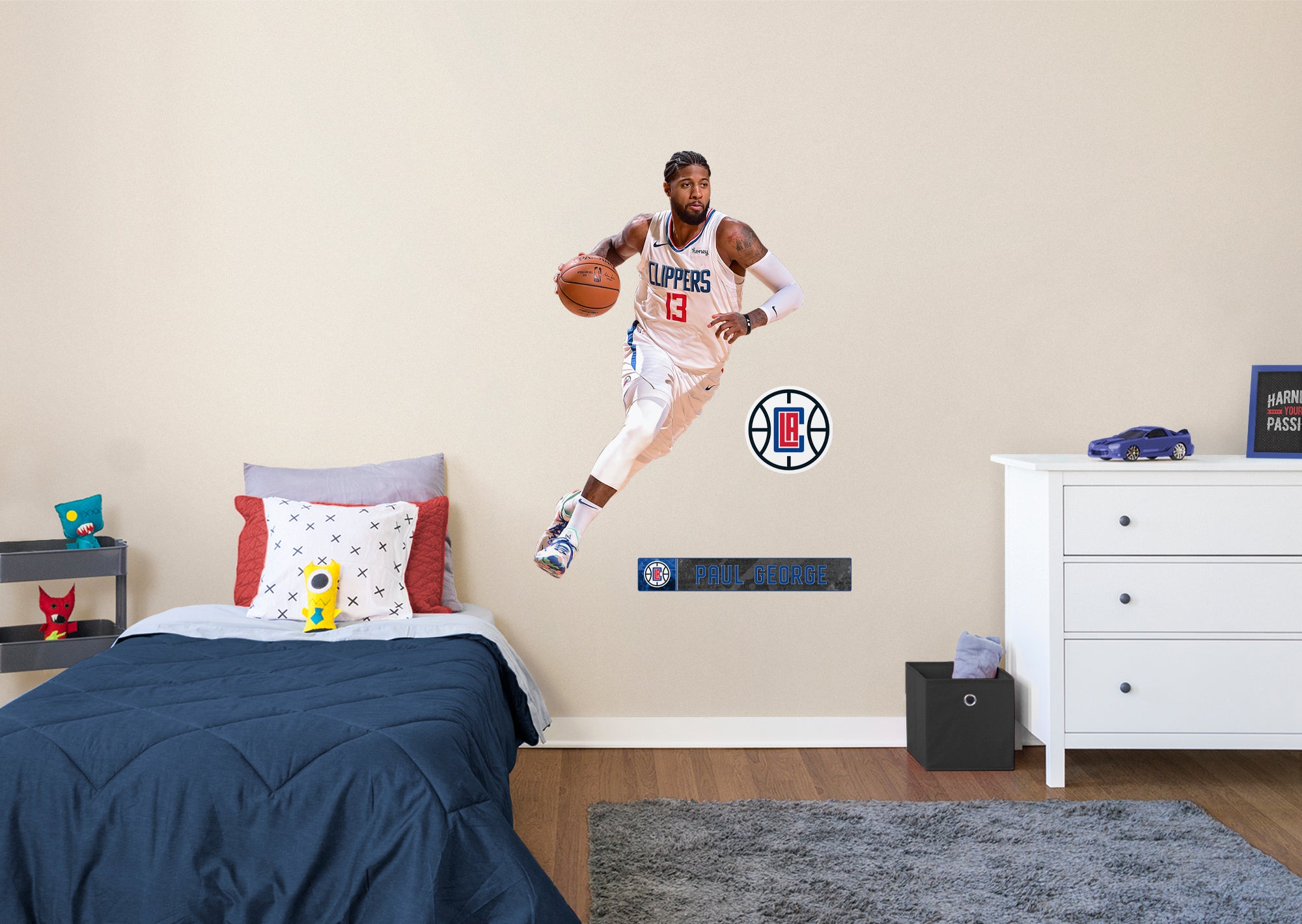 Paul George 2021 for Los Angeles Clippers - Officially Licensed NBA Removable Wall Decal Giant Athlete + 2 Decals by Fathead | V
